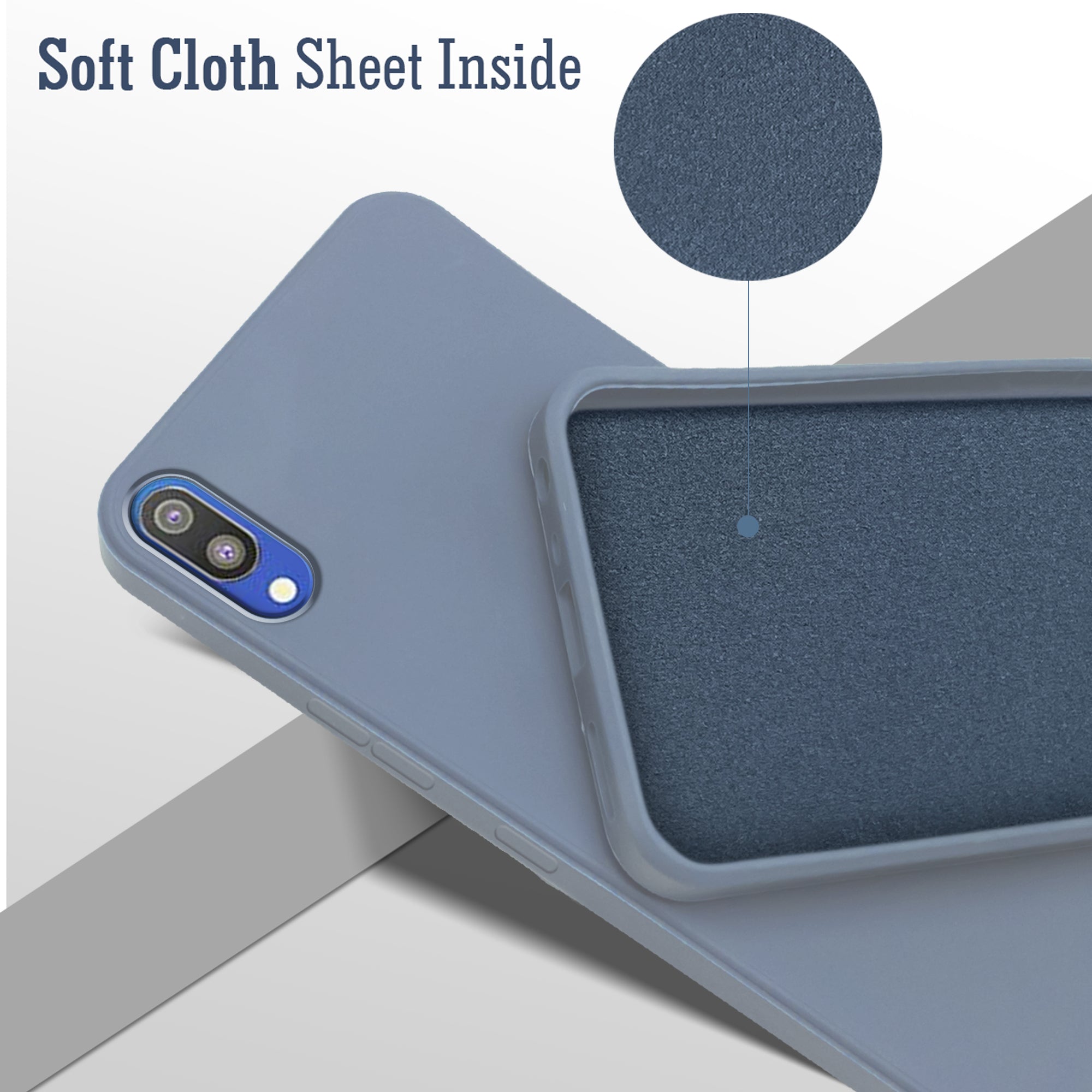 For Samsung Galaxy M10 Back Cover Case ( Matte Finish Silicone with Inside Fiber cloth)
