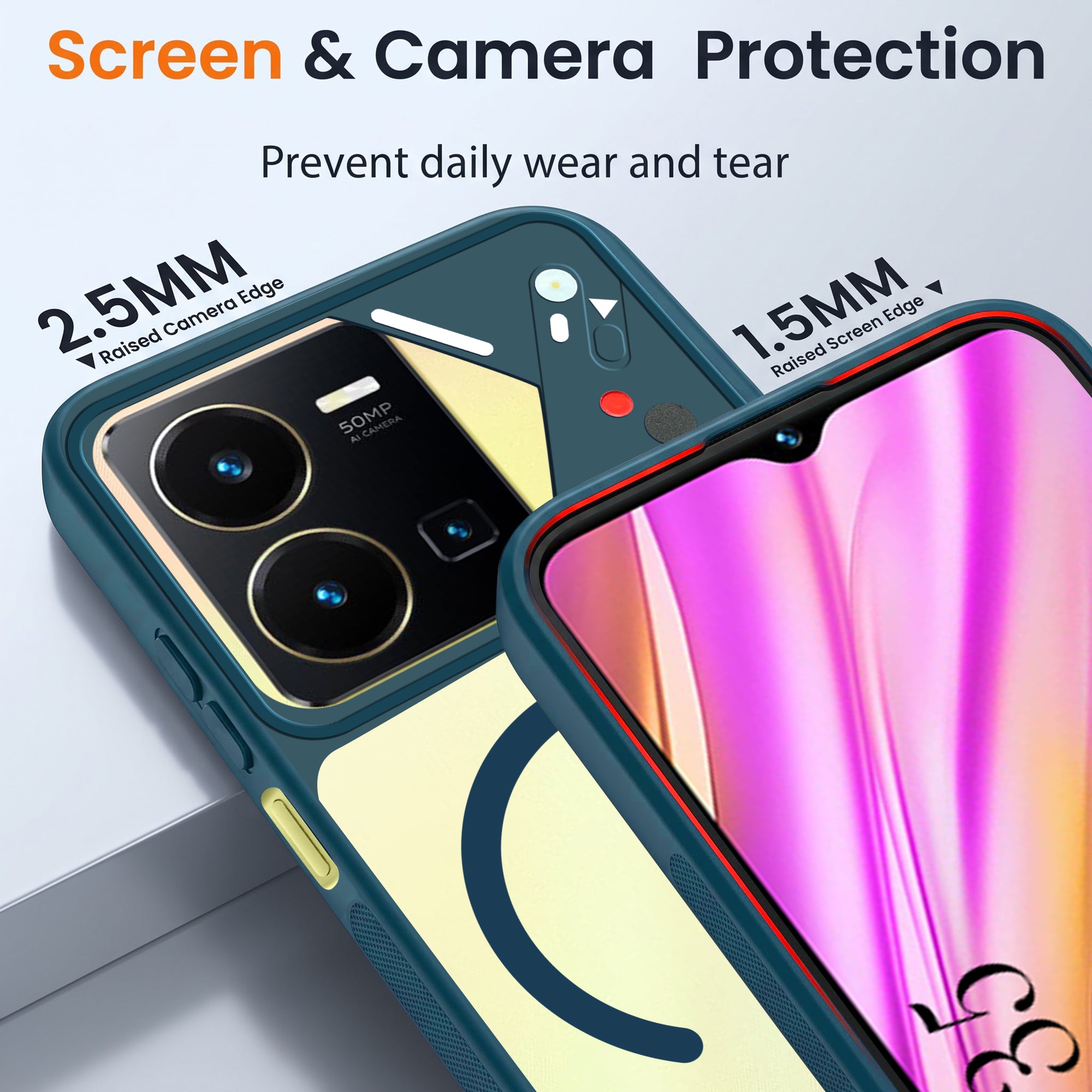 For Vivo Y35 Back Cover Case Lifetime Anti-Yellow Clear (Camera Protection | Side Grip | Wireless MagSafe Compatible)