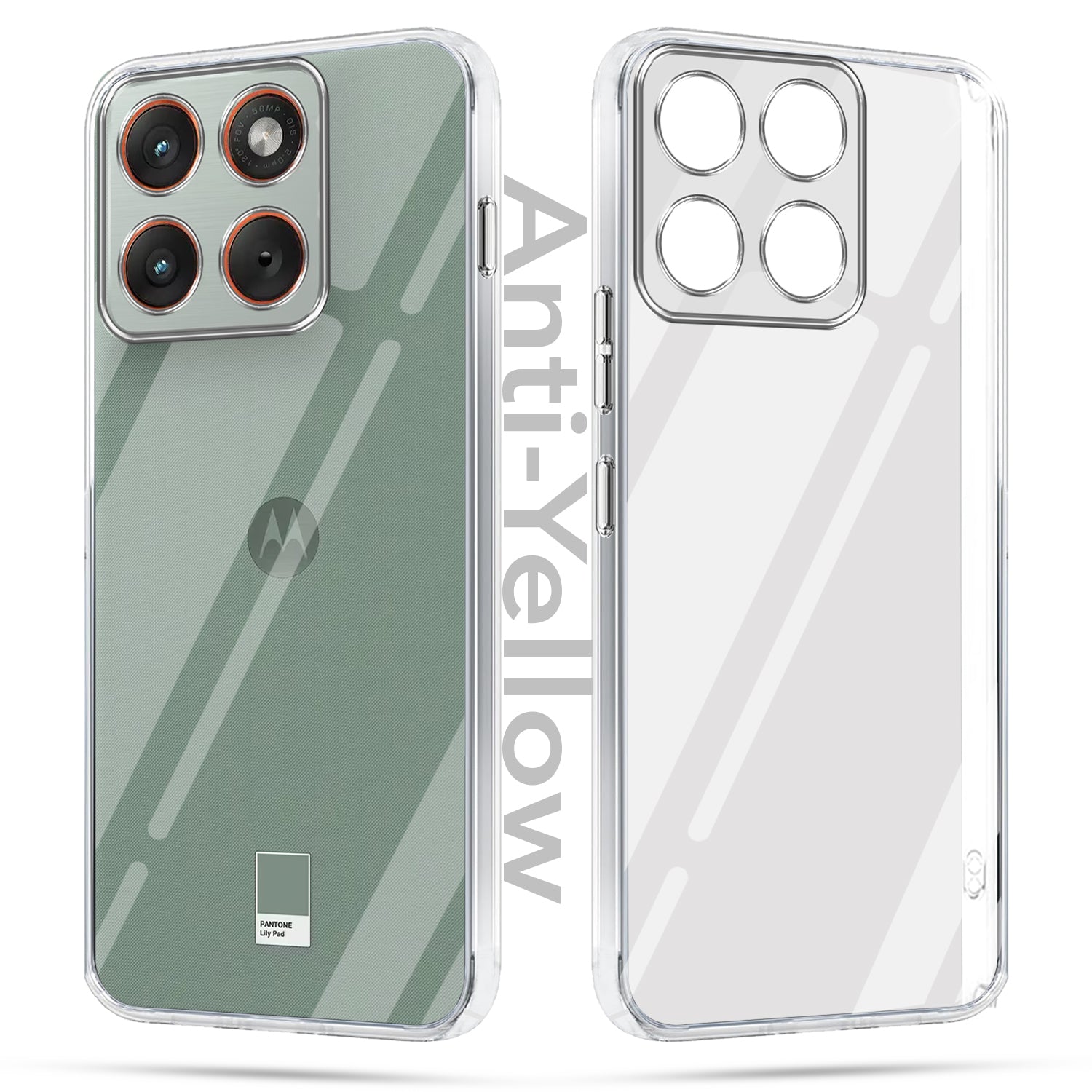 For Motorola Moto Edge 70 Combo with Back Cover and 9H Tempered Glass (Lifetime Anti-Yellow | Sleek Hard Crystal | Oleophobic Coating Screen Glass)