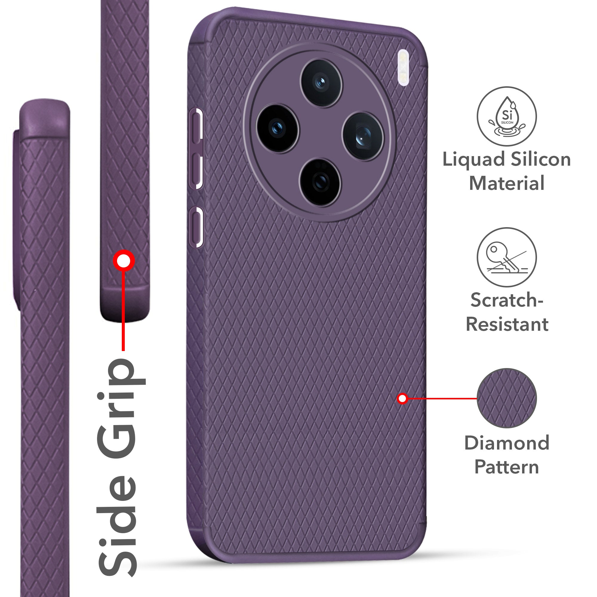 For Vivo X200T Back Cover Case Liquid Silicone (Camera Protection | Side Grip Texture | Soft and Flexible)