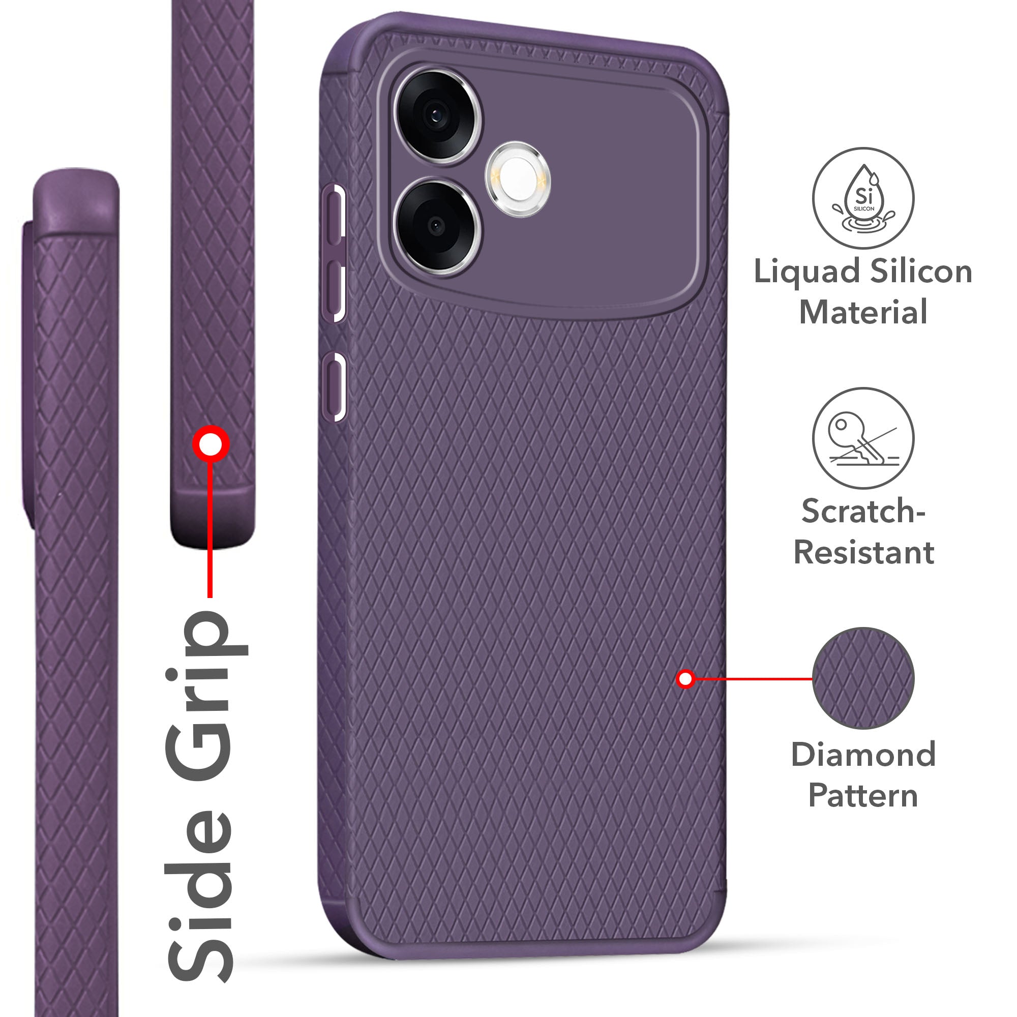 For Oppo F33 Pro 5G Back Cover Case Liquid Silicone (Camera Protection | Side Grip Texture | Soft and Flexible)