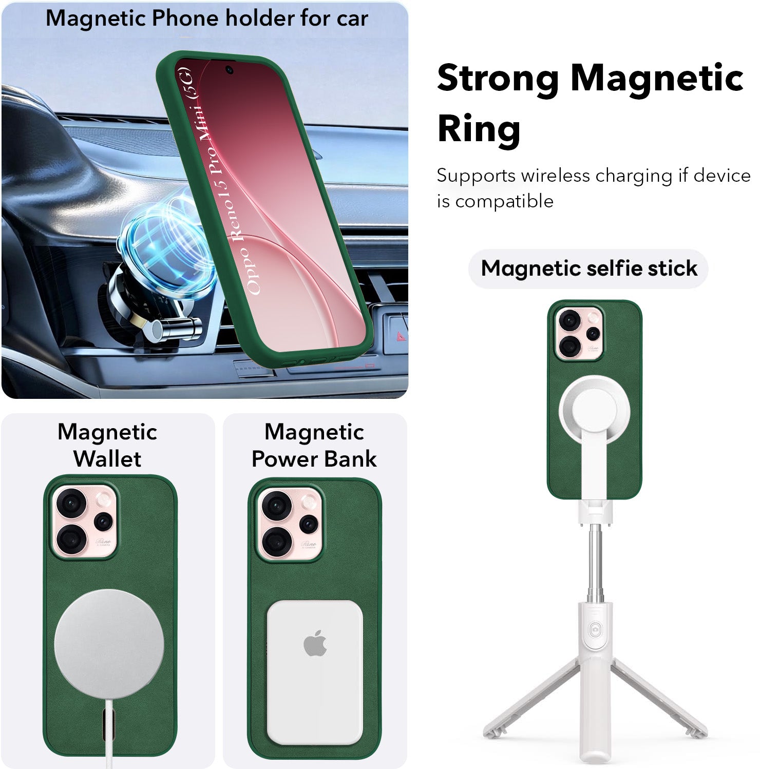 For Oppo Reno15 Pro Mini 5G | Oppo Reno 15 Pro Mini 5G Back Cover Case  Leather Finish  (MagSafe Compatible Wireless Charging | Soft Touch | Camera Bump Protection)