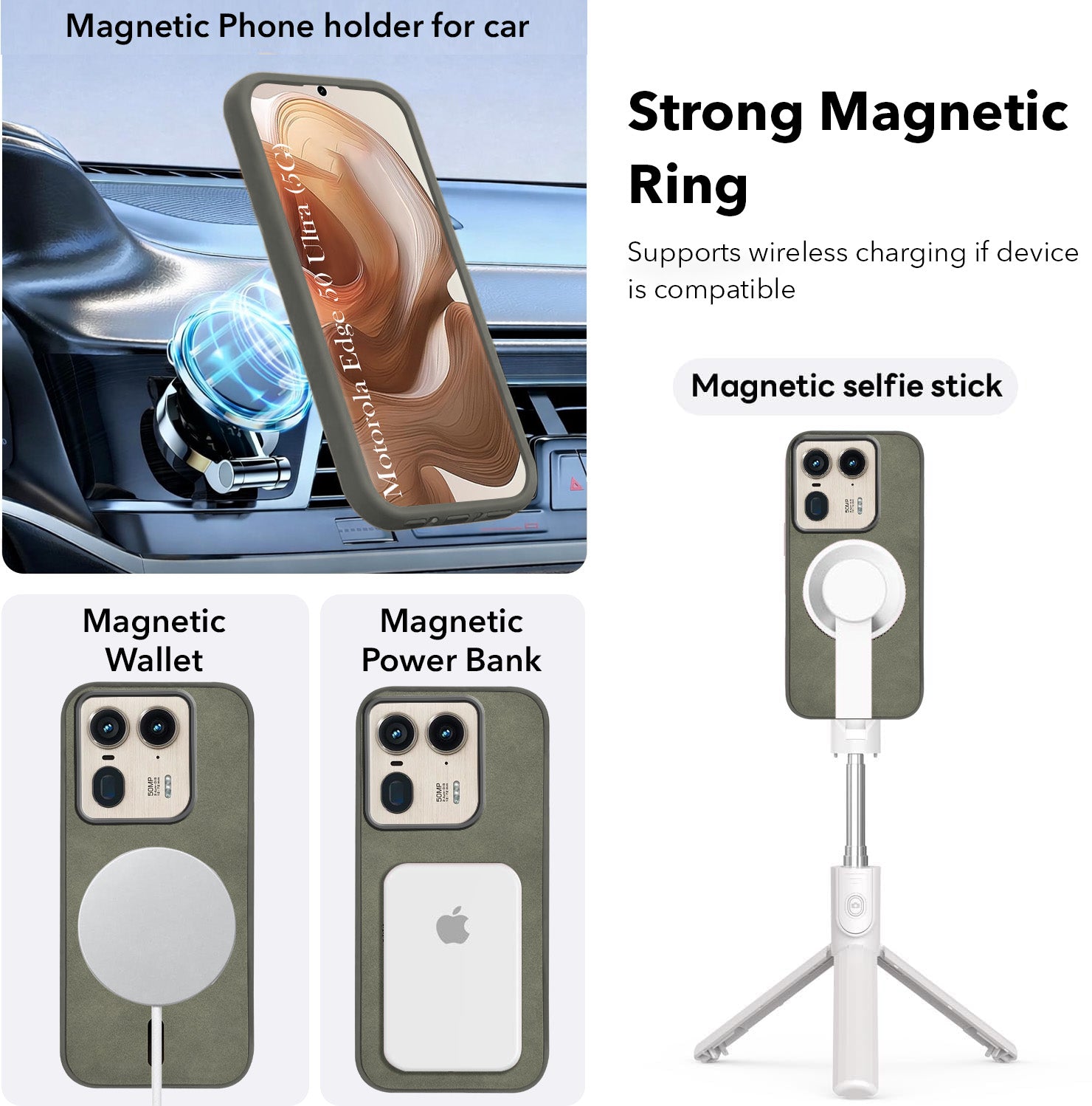 For Motorola Moto Edge 50 Ultra 5G Back Case Cover Leather Finish (MagSafe Compatible Wireless Charging | Soft Touch | Camera Bump Protection)