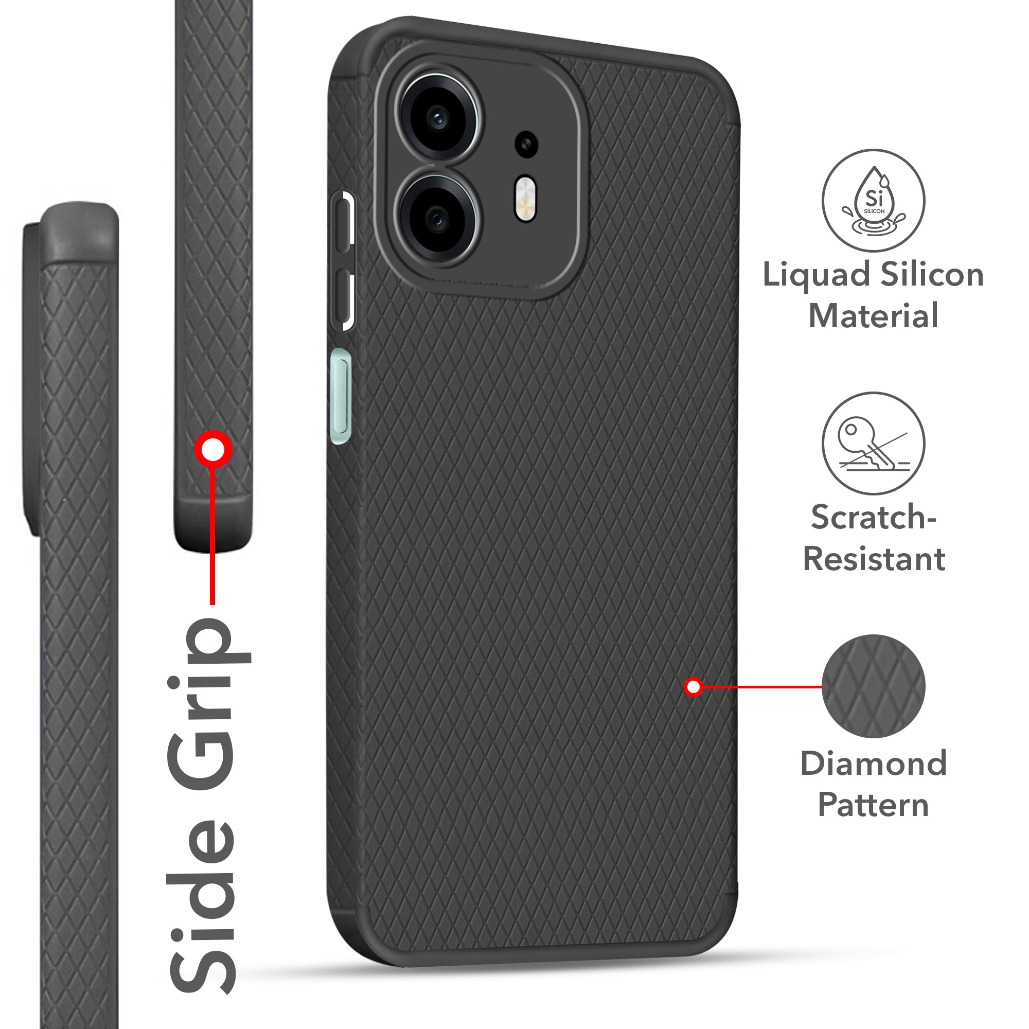 For OnePlus N6 Back Cover Case Liquid Silicone (Camera Protection | Side Grip Texture | Soft and Flexible)