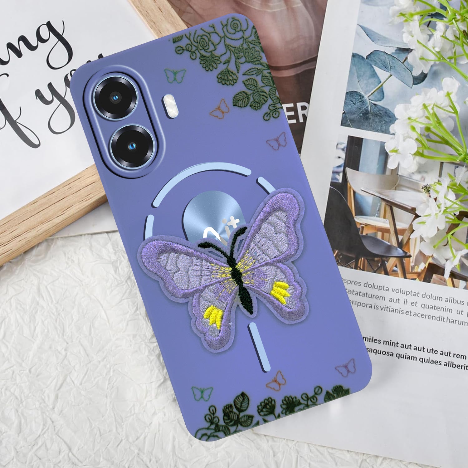 For Ai+ Nova 2 Ultra 5G Back Cover Case (Soft Butterfly Embroidery | Women Teen Girls | Camera Protection| Matte Silicone)