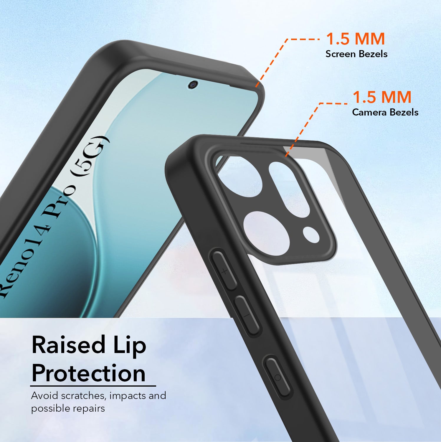 For Oppo Reno14 Pro 5G | Oppo Reno 14 Pro 5G Combo with Back Cover and 9H Tempered Glass (Lifetime Anti-Yellow | Crystal Clear Shockproof | Oleophobic Coating Screen Glass)