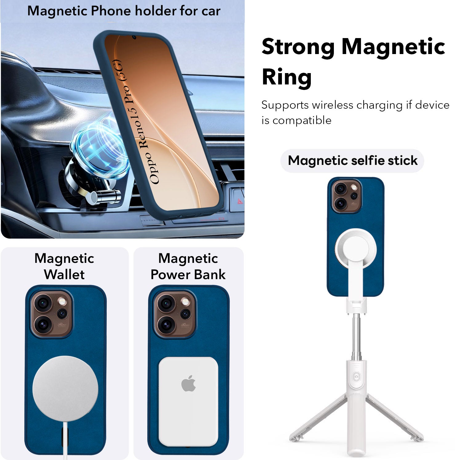For Oppo Reno15 Pro 5G | Oppo Reno 15 Pro 5G Back Cover Case Leather Finish (MagSafe Compatible Wireless Charging | Soft Touch | Camera Bump Protection)