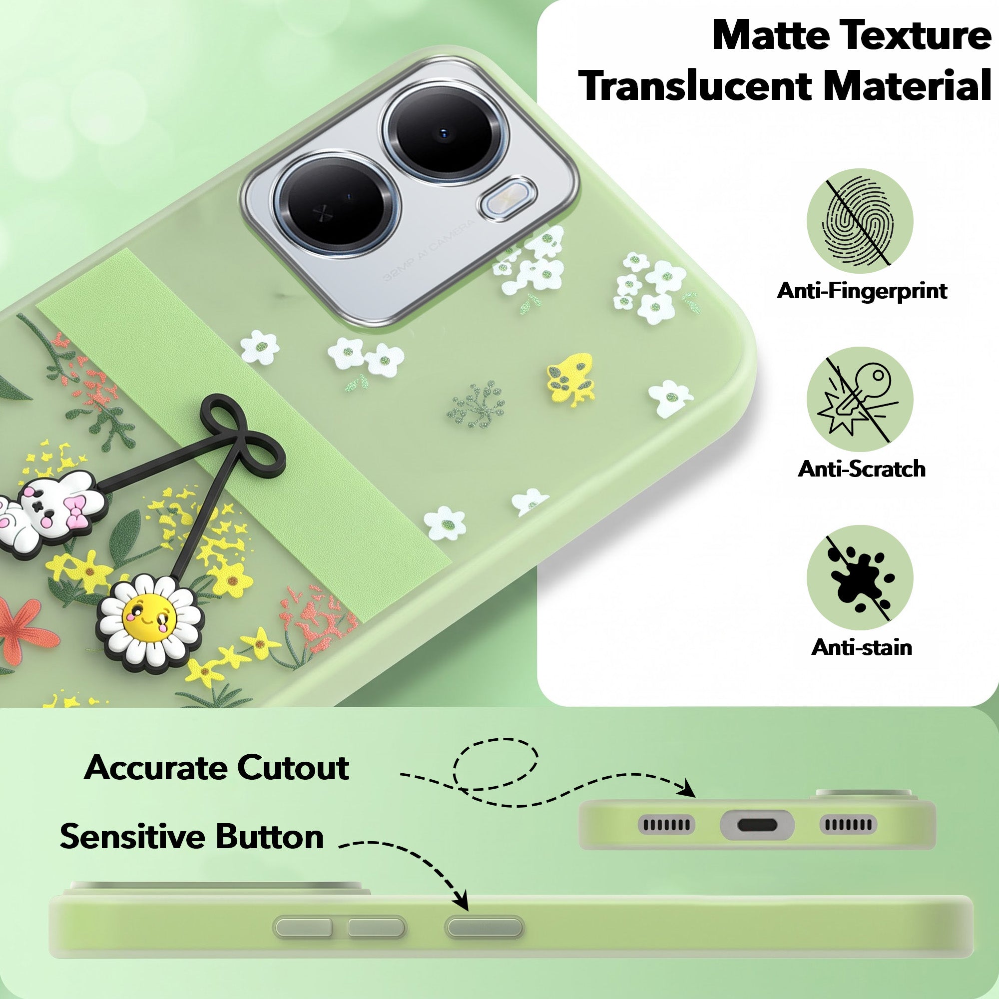 For Redmi 15A 5G Back Cover Case (3D Cute Cartoons | Hard Back Side Soft | Matte Premium Finish | HD Printing)