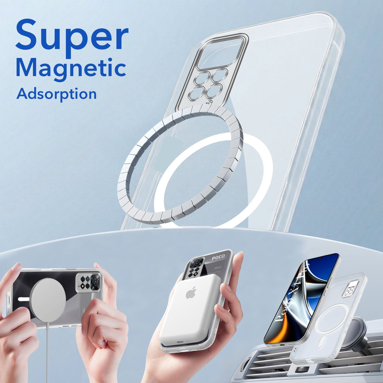 For Poco X4 Pro 5G Back Cover Case Lifetime Anti-Yellow MagSafe Compatible Clear (Sleek Hard Crystal | Shockproof and Camera Protection)