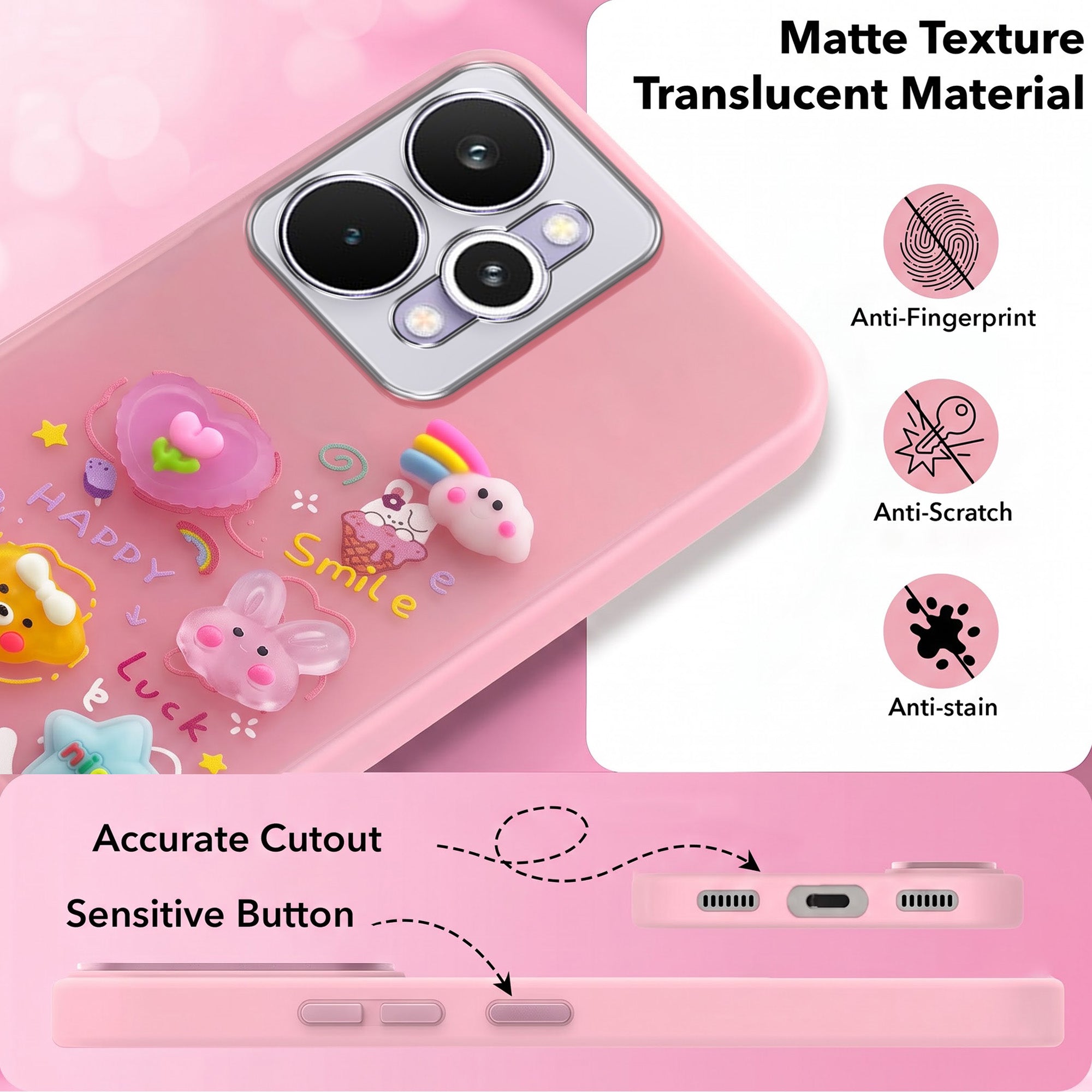 For Realme 15 Pro Back Cover Case (3D Cute Cartoons | Hard Back Side Soft | Matte Premium Finish | HD Printing)
