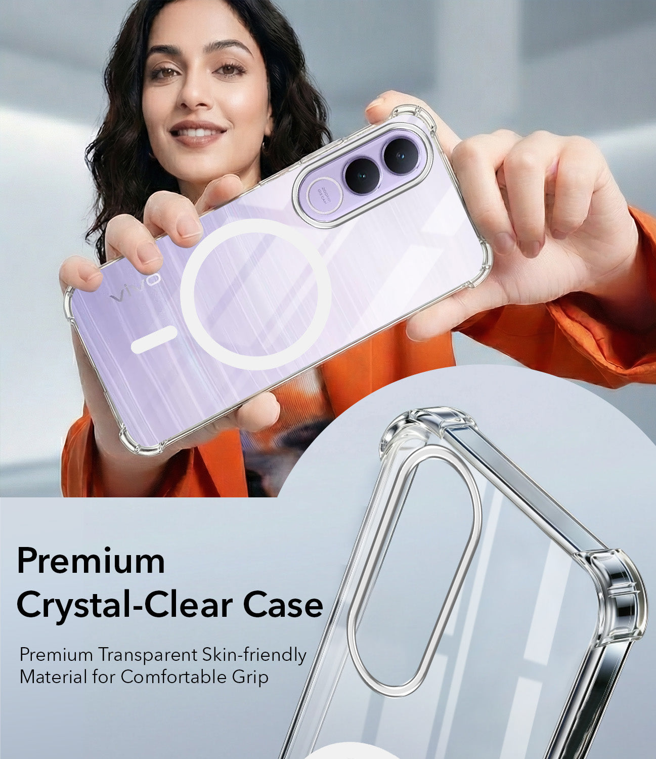 For Vivo V70 FE 5G Back Cover Shockproof Crystal-Clear (Magsafe Wireless Support | Drop & Camera Protection | Hard Polycarbonate)