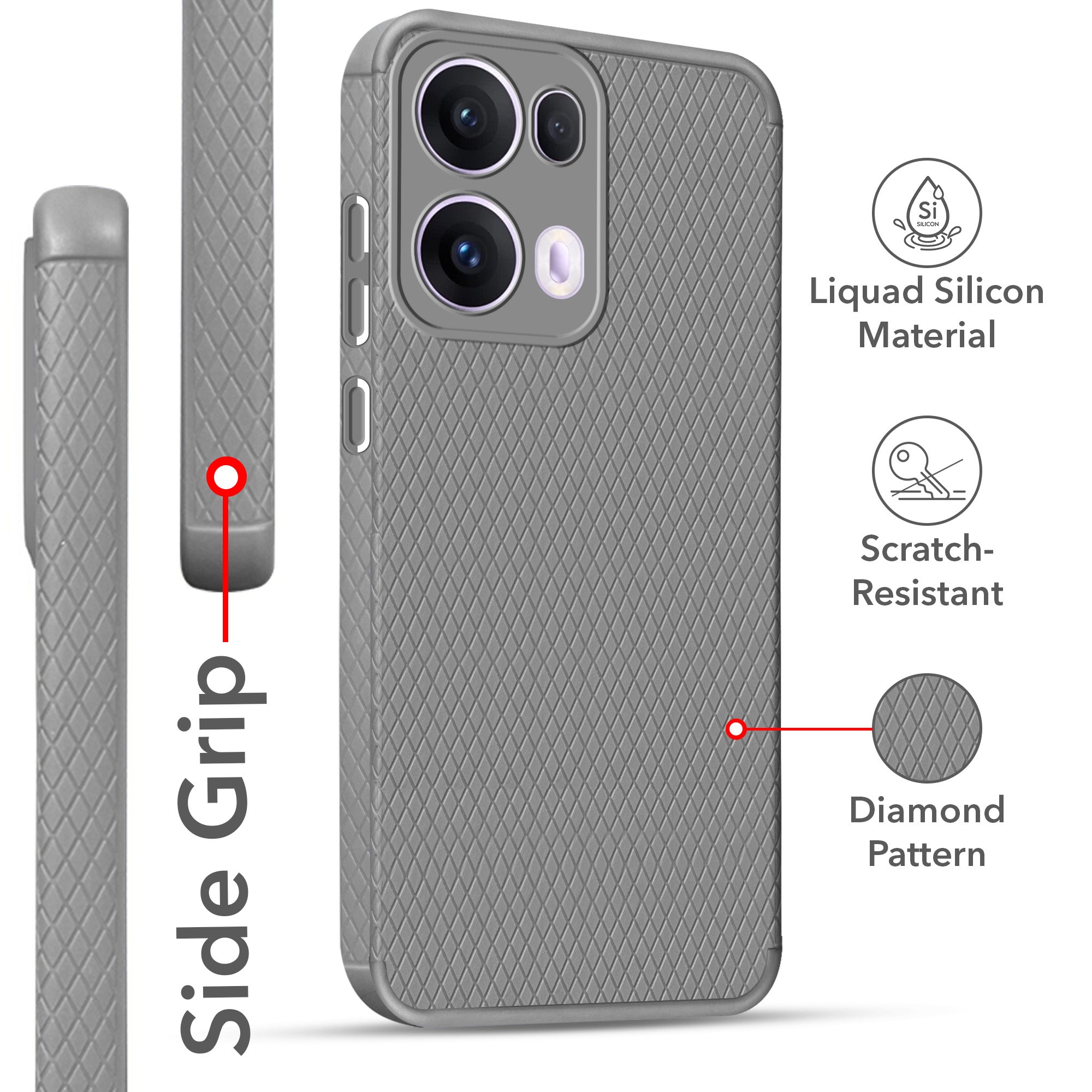 For Oppo Reno13 Pro | Oppo Reno 13 Pro Back Cover Case (Camera Protection | Side Grip Texture | Soft and Flexible)
