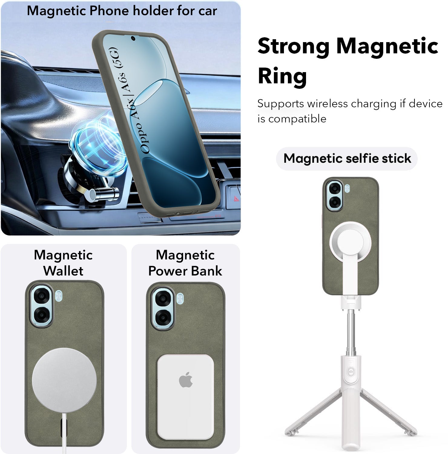 For Oppo A6X | Oppo A6S Back Cover Case Leather Finish (MagSafe Compatible Wireless Charging | Soft Touch | Camera Bump Protection)