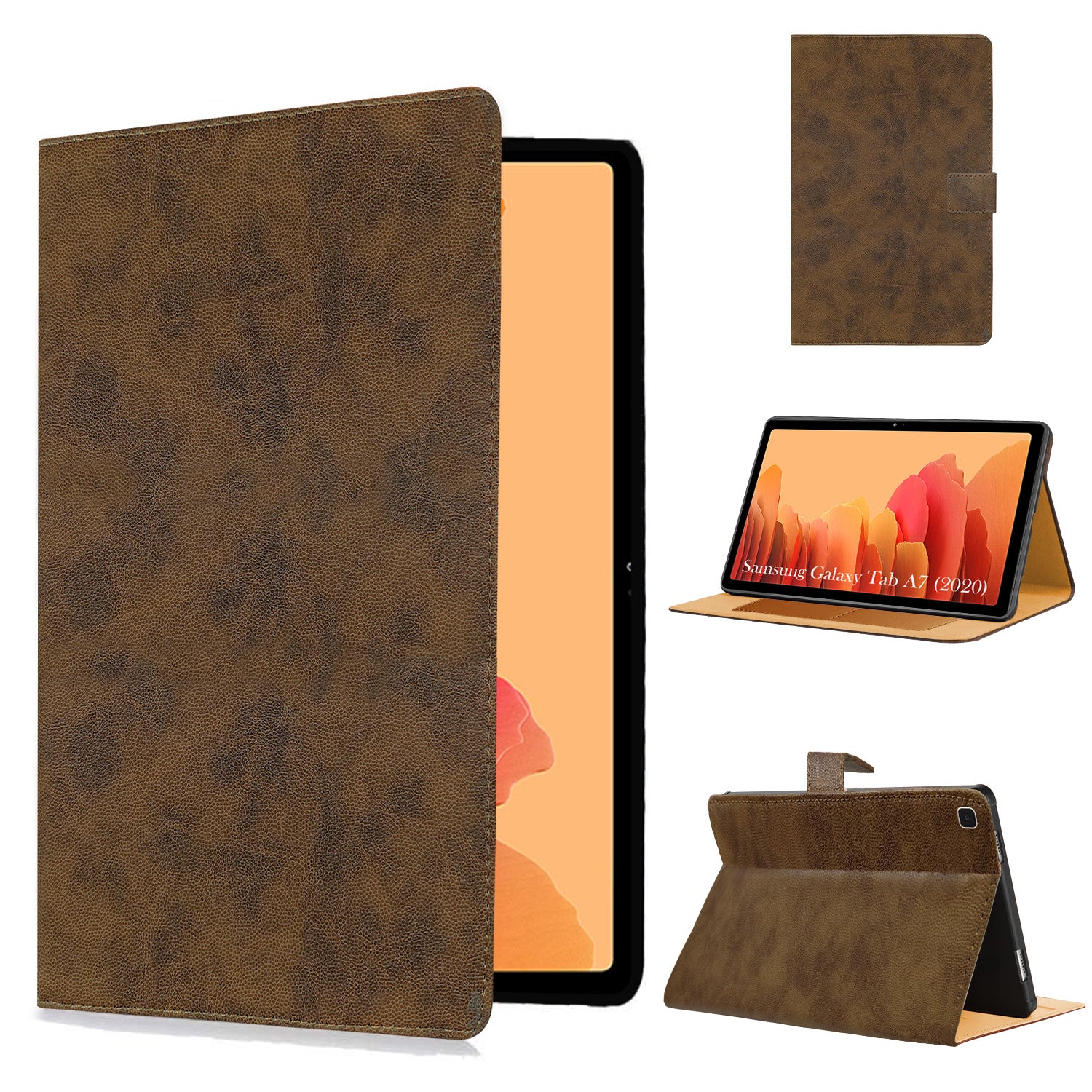 For Samsung Galaxy Tab A7 (2020) 10 Inch SM-T500/T505/T505N Flip Cover Folio Cover (PU Leather | Multi-Angle Smart Stand | Card Storage Slots | Silicone Back Pouch)