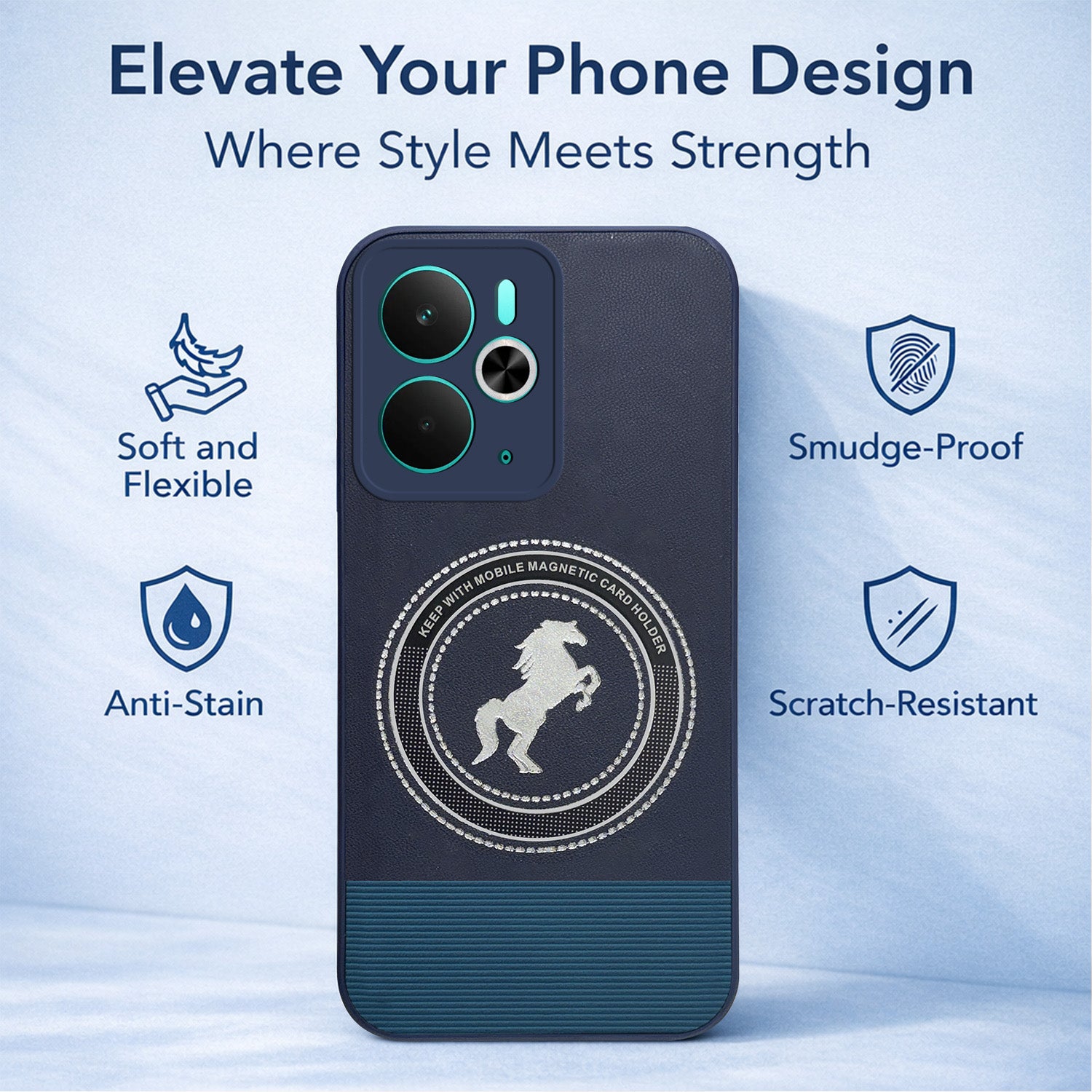 For Realme 14T Back Cover Case PU Leather Finish (Professional Minimalist Texture | MagSafe Compatile | Camera Protection | Sleek Sober Formal)