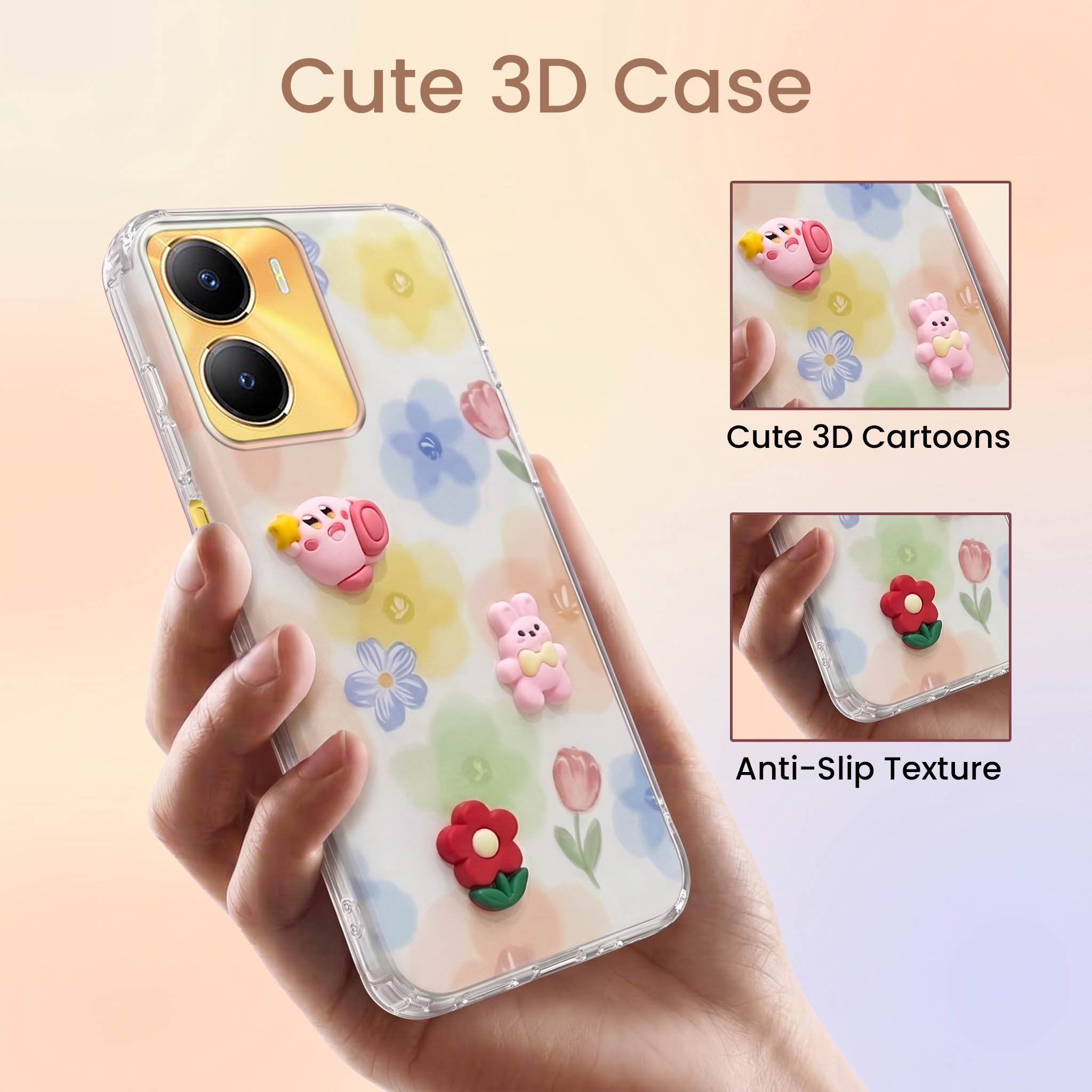 For Vivo Y56 5G Back Cover Case (3D Cute Cartoons | Hard Back Side Soft | Matte Premium Finish | HD Printing)