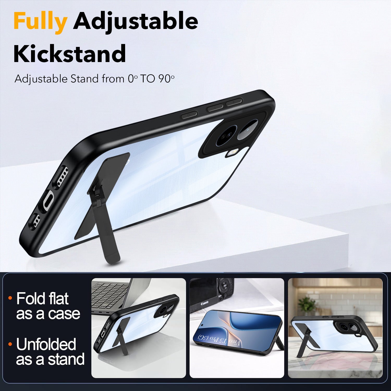 For Vivo T5 Pro 5G Back Cover Case (Built-in Stand | Lifetime Anti Yellow | Kickstand Shockproof | Camera Protection | MagSafe Compatible)