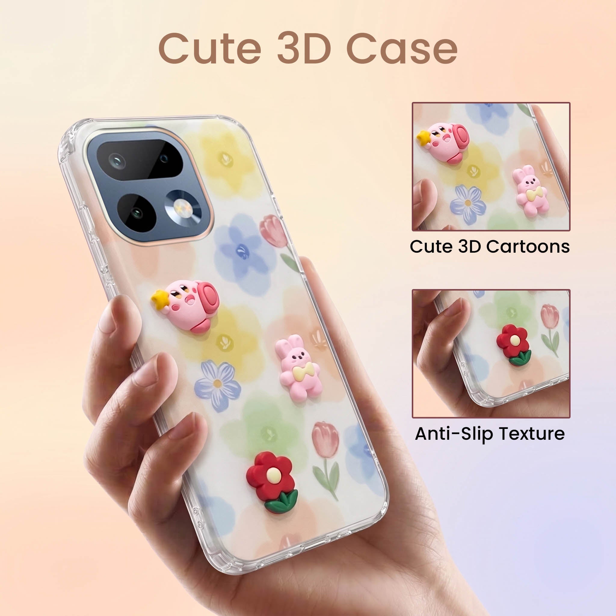 For Realme 16 Pro Back Cover Case (3D Cute Cartoons | Hard Back Side Soft | Matte Premium Finish | HD Printing)