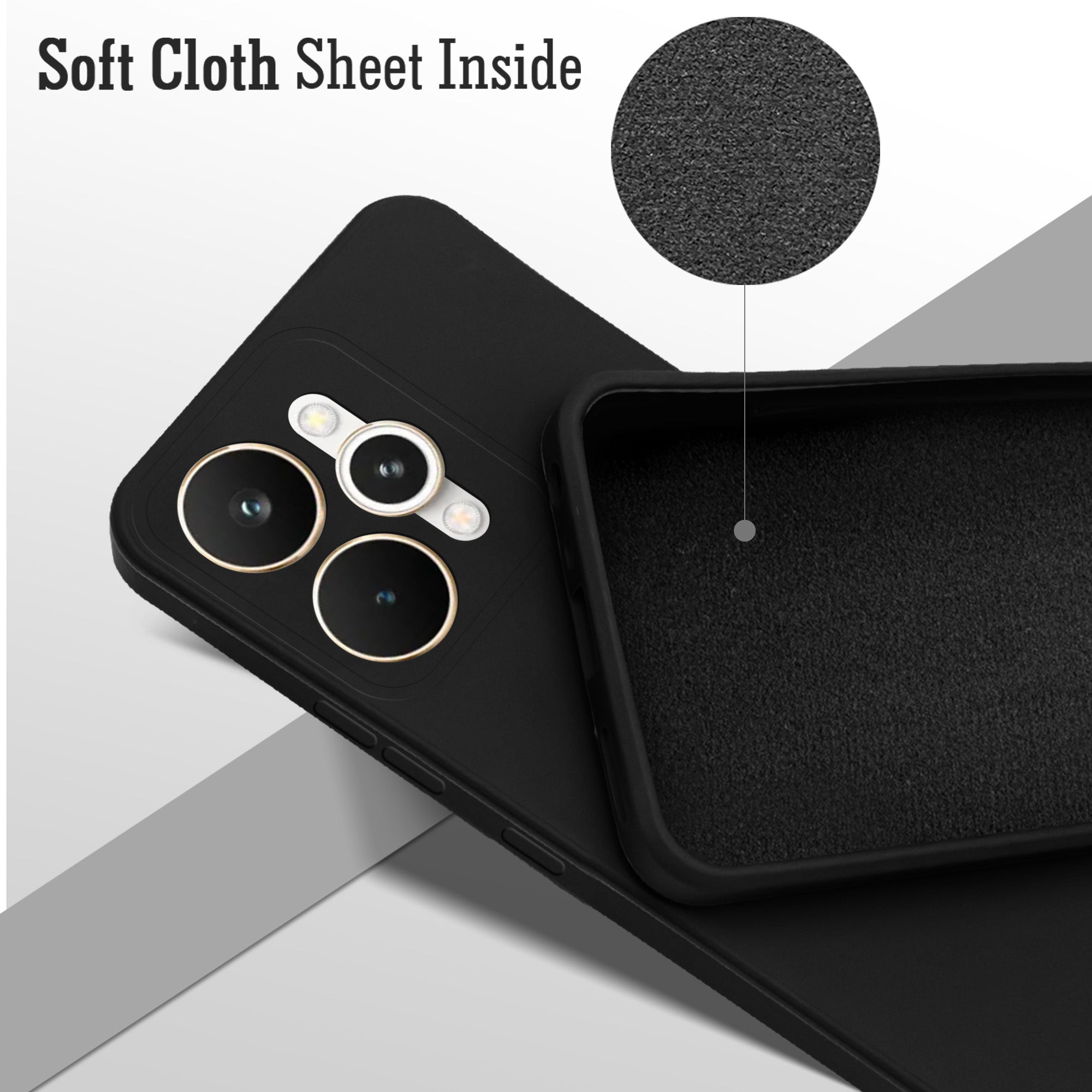For Realme 15 Back Cover Case (Matte Finish Silicone with Inside Fiber cloth)