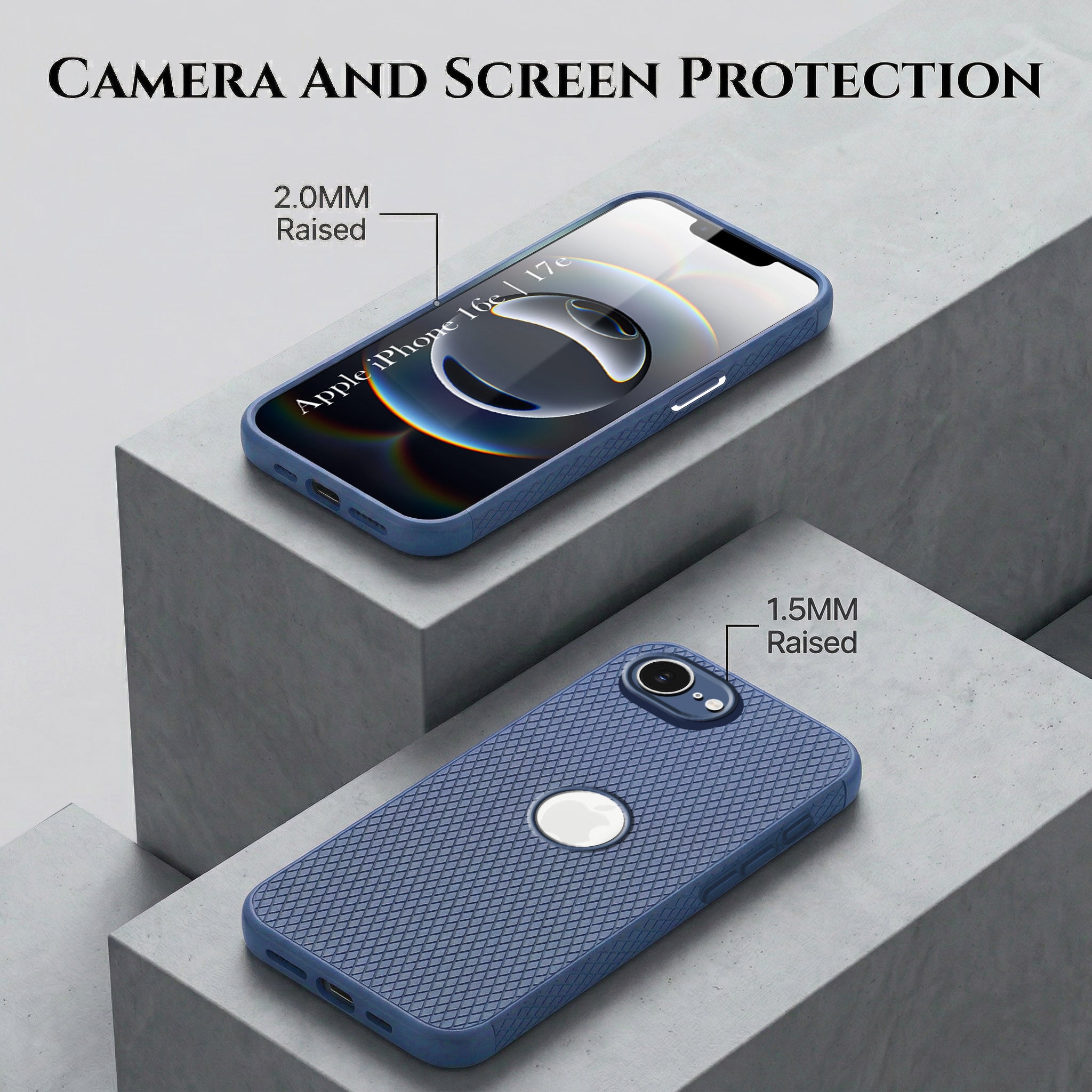 For Apple iPhone 16e | iPhone 17e Combo with Back Cover and 9H Tempered Glass (Liquid Silicone | Camera Protection | Oleophobic Coating Screen Glass)