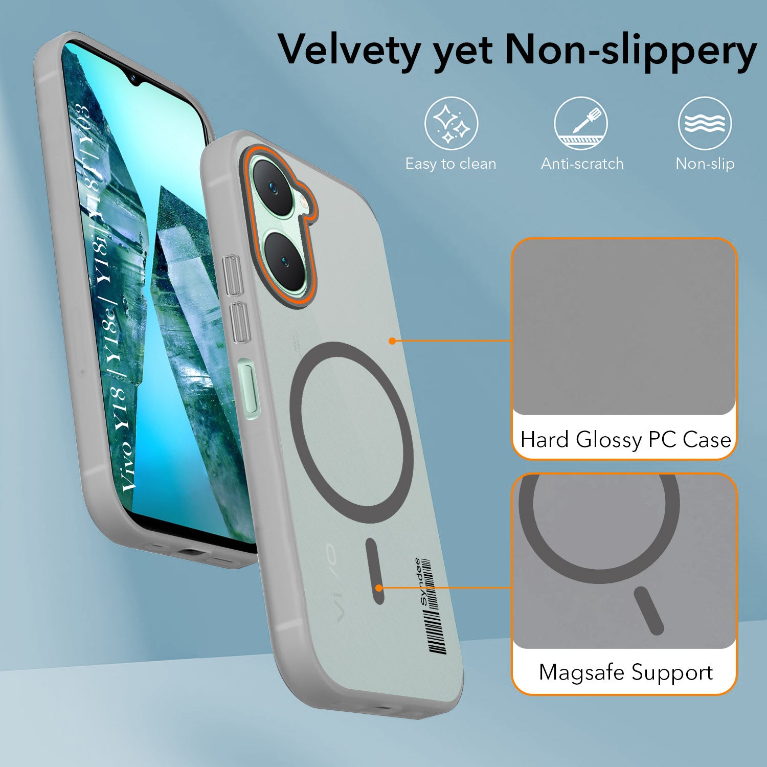 For Vivo Y18 | Y18e | Y03 | Y18i | Y18t Back Cover Case (Soft Touch | Camera Bump Protection | MagSafe Compatible | Matte Finish)