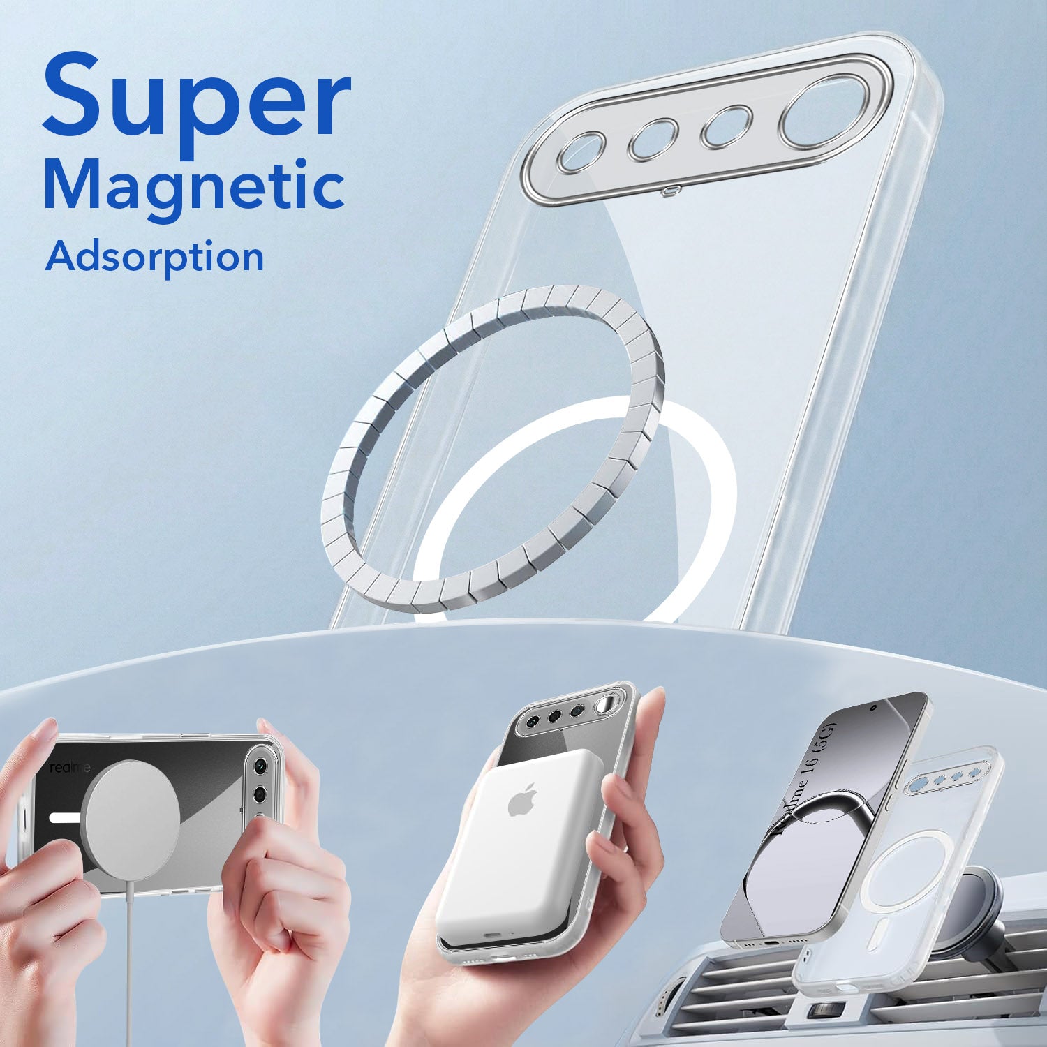 For Realme 16 Back Cover Case Lifetime Anti-Yellow MagSafe Compatible Clear (Sleek Hard Crystal | Shockproof and Camera Protection)