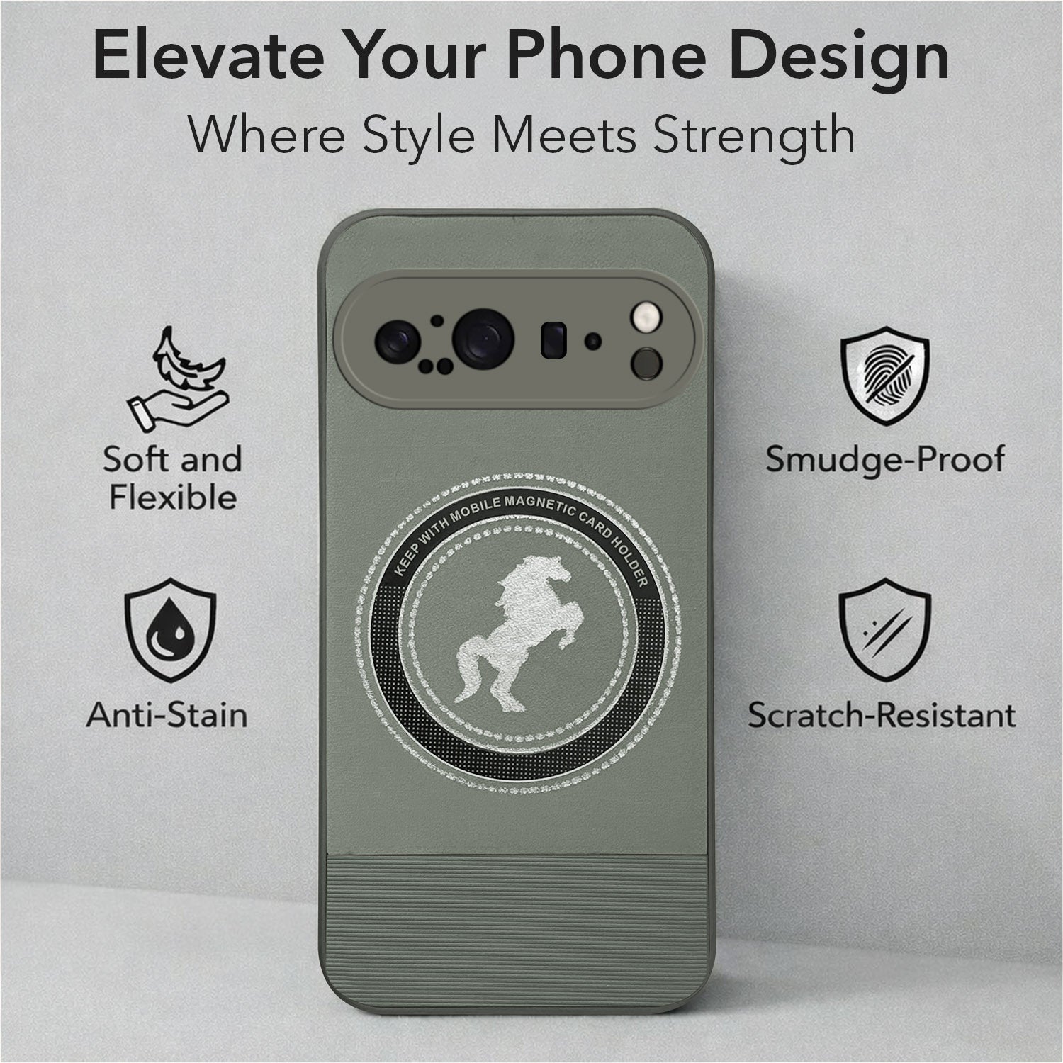 For Google Pixel 9 Pro Back Cover Case PU Leather Finish (Professional Minimalist Texture | MagSafe Compatile | Camera Protection | Sleek Sober Formal)