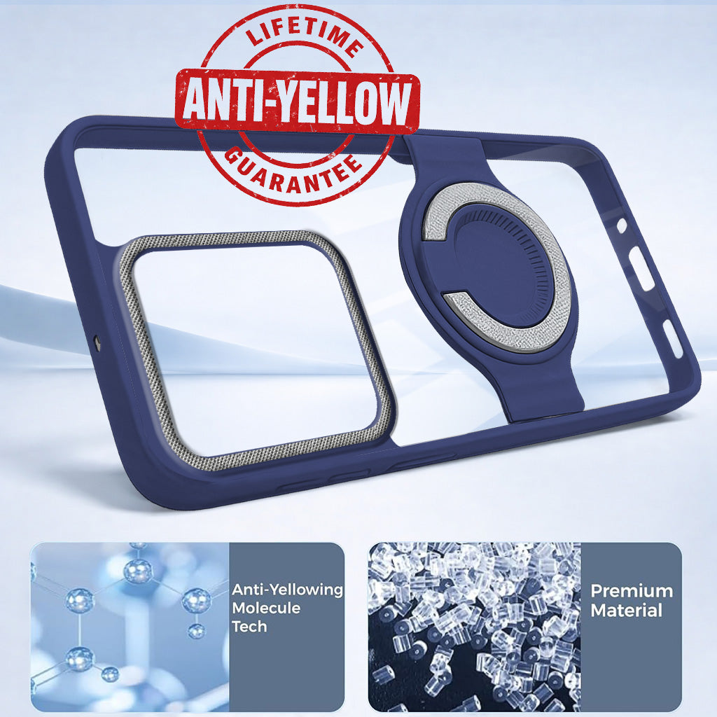 For Realme 15 Pro Back Cover Case with stand (Built-in Ring Holder Kickstand | Lifetime Anti Yellow | Camera Protection)