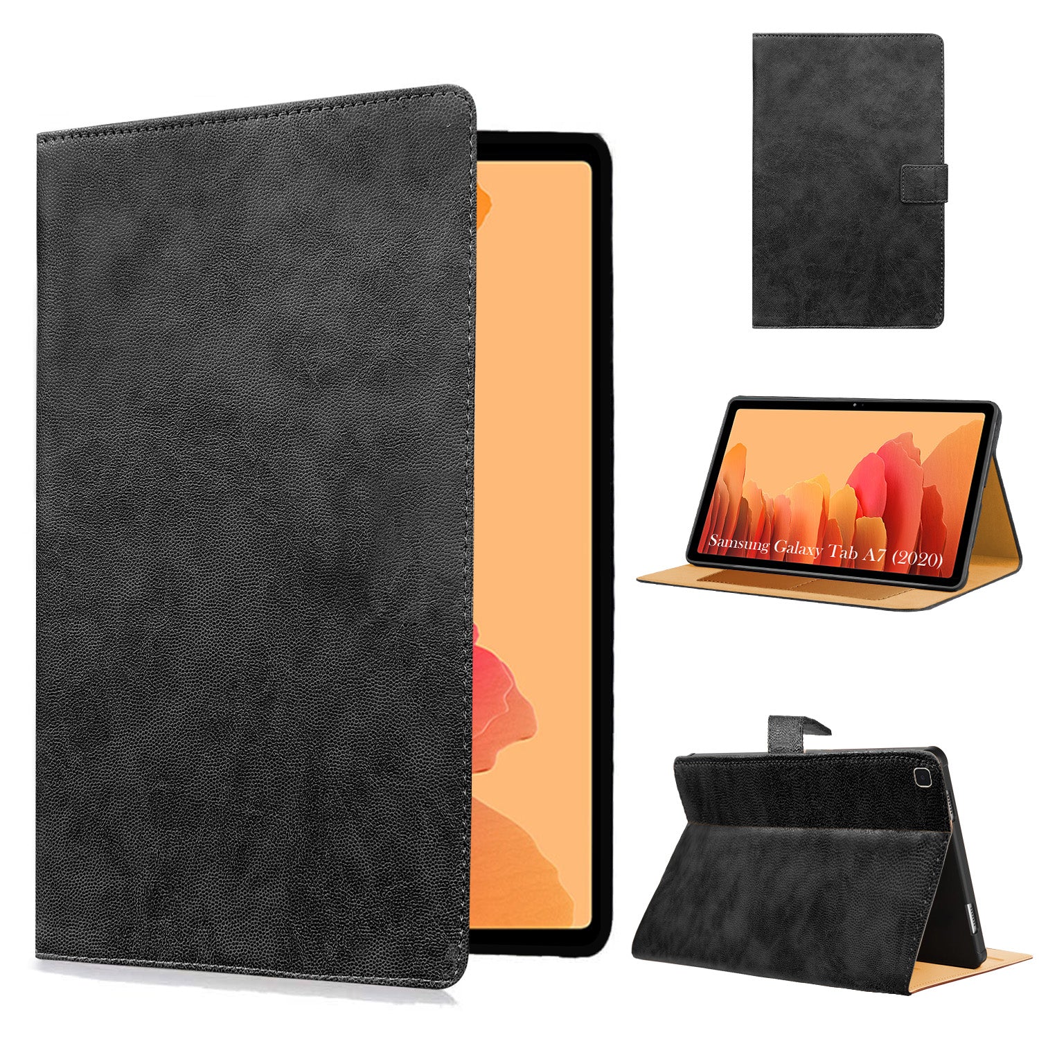 For Samsung Galaxy Tab A7 (2020) 10 Inch SM-T500/T505/T505N Flip Cover Folio Cover (PU Leather | Multi-Angle Smart Stand | Card Storage Slots | Silicone Back Pouch)
