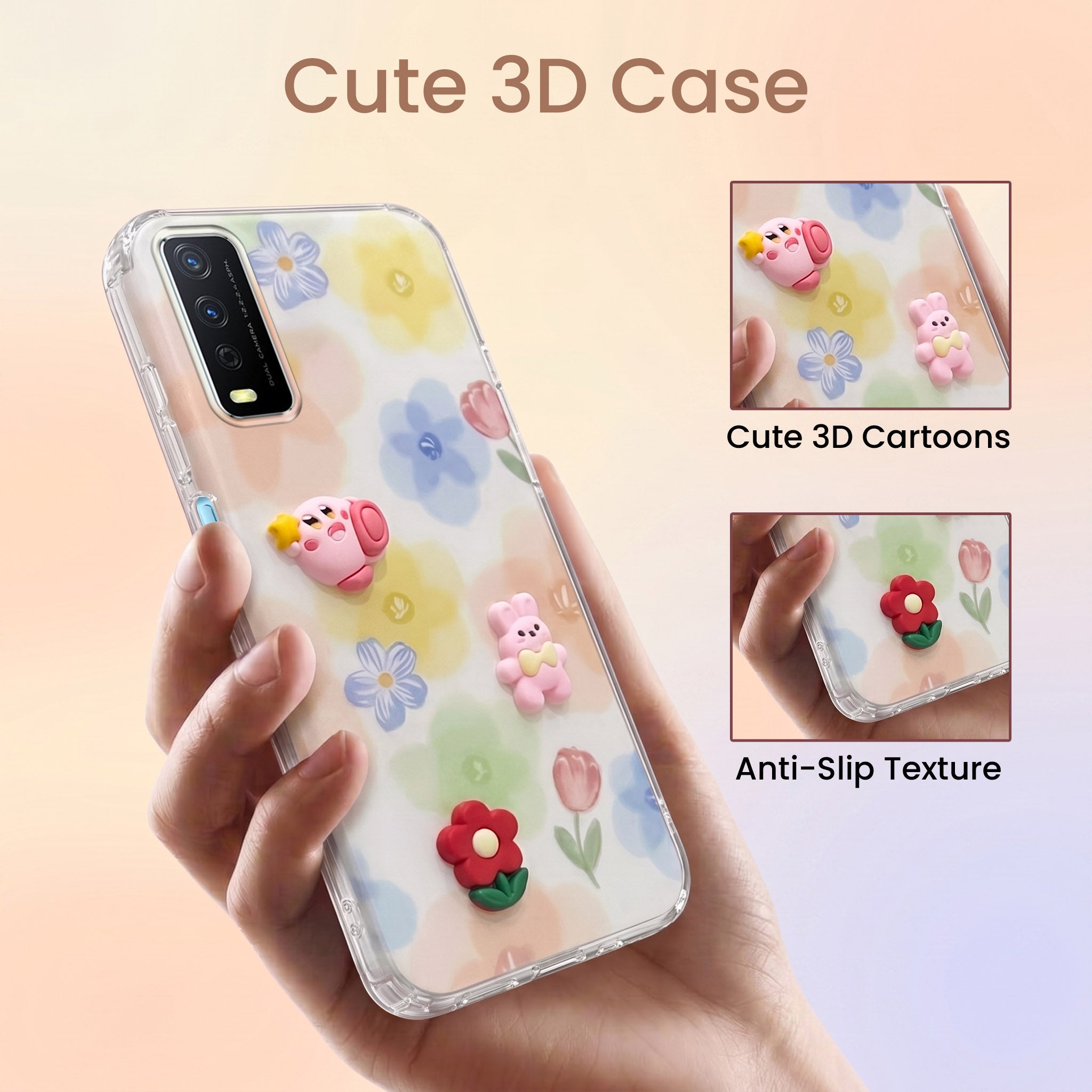 For Vivo Y12s | Y11s | Y12G Back Cover Case (3D Cute Cartoons | Hard Back Side Soft | Matte Premium Finish | HD Printing)