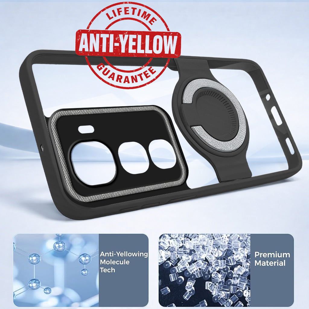 For Vivo Y400 Pro Back Cover Case with stand (Built-in Ring Holder Kickstand | Lifetime Anti Yellow | Camera Protection)