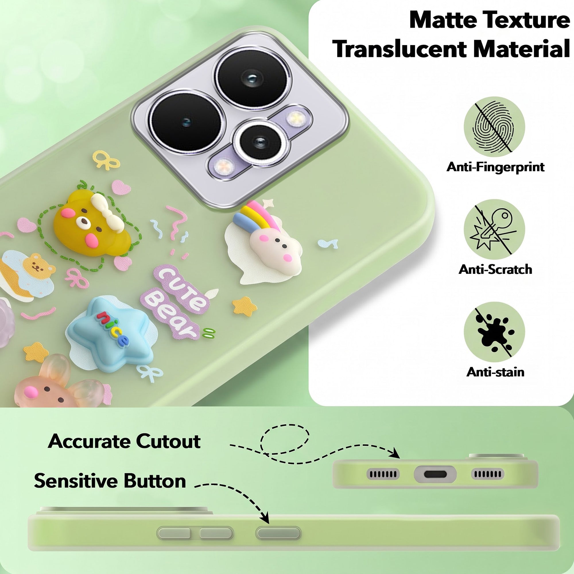For Realme 15 Pro Back Cover Case (3D Cute Cartoons | Hard Back Side Soft | Matte Premium Finish | HD Printing)