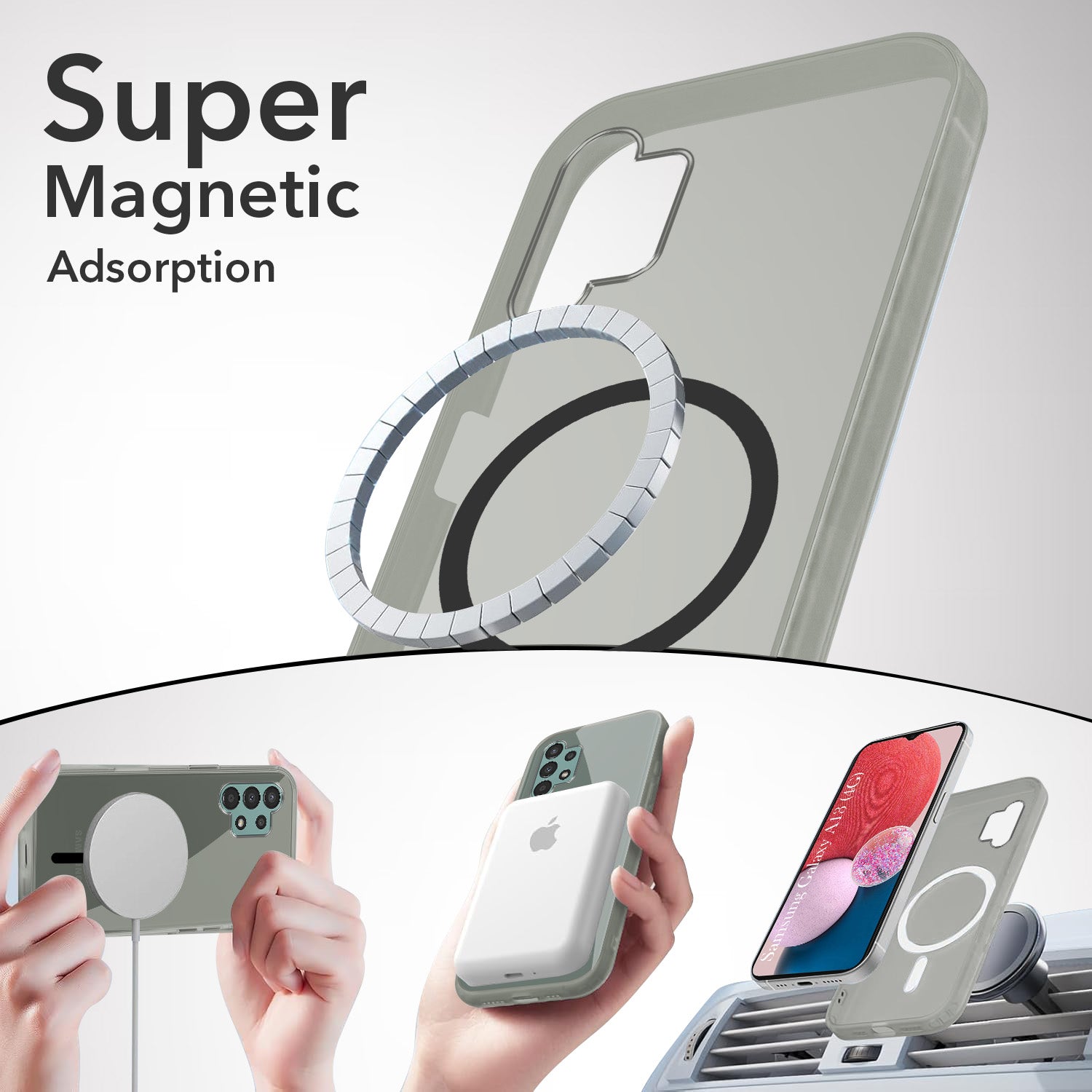 For Samsung Galaxy A13 4G Back Cover Case Lifetime Anti-Yellow MagSafe Compatible Clear (Sleek Hard Crystal | Shockproof and Camera Protection)