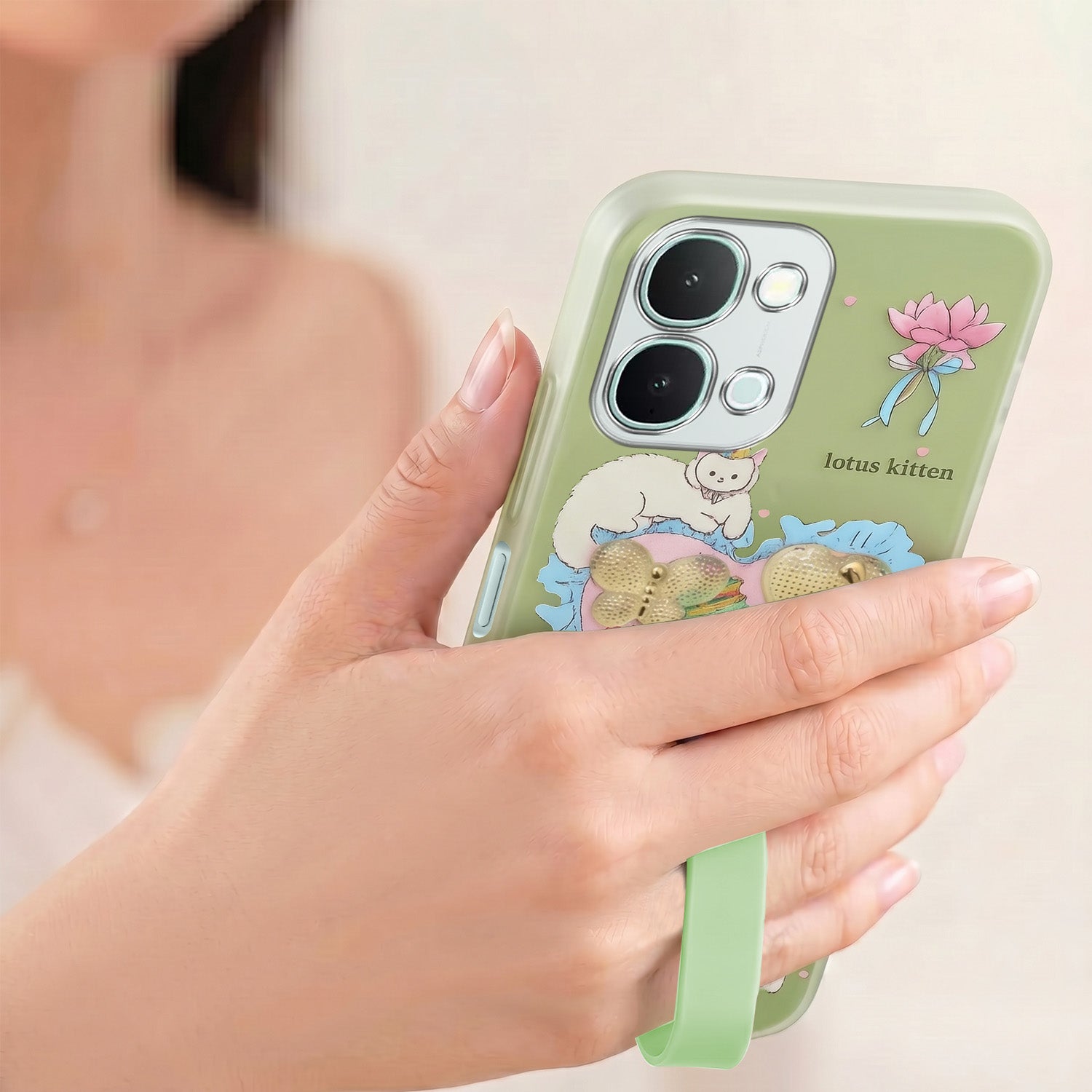 For iQOO Z11x 5G Back Cover Case (3D Cute Heart Strap Holder | Camera Protection | Designer Girls Print)