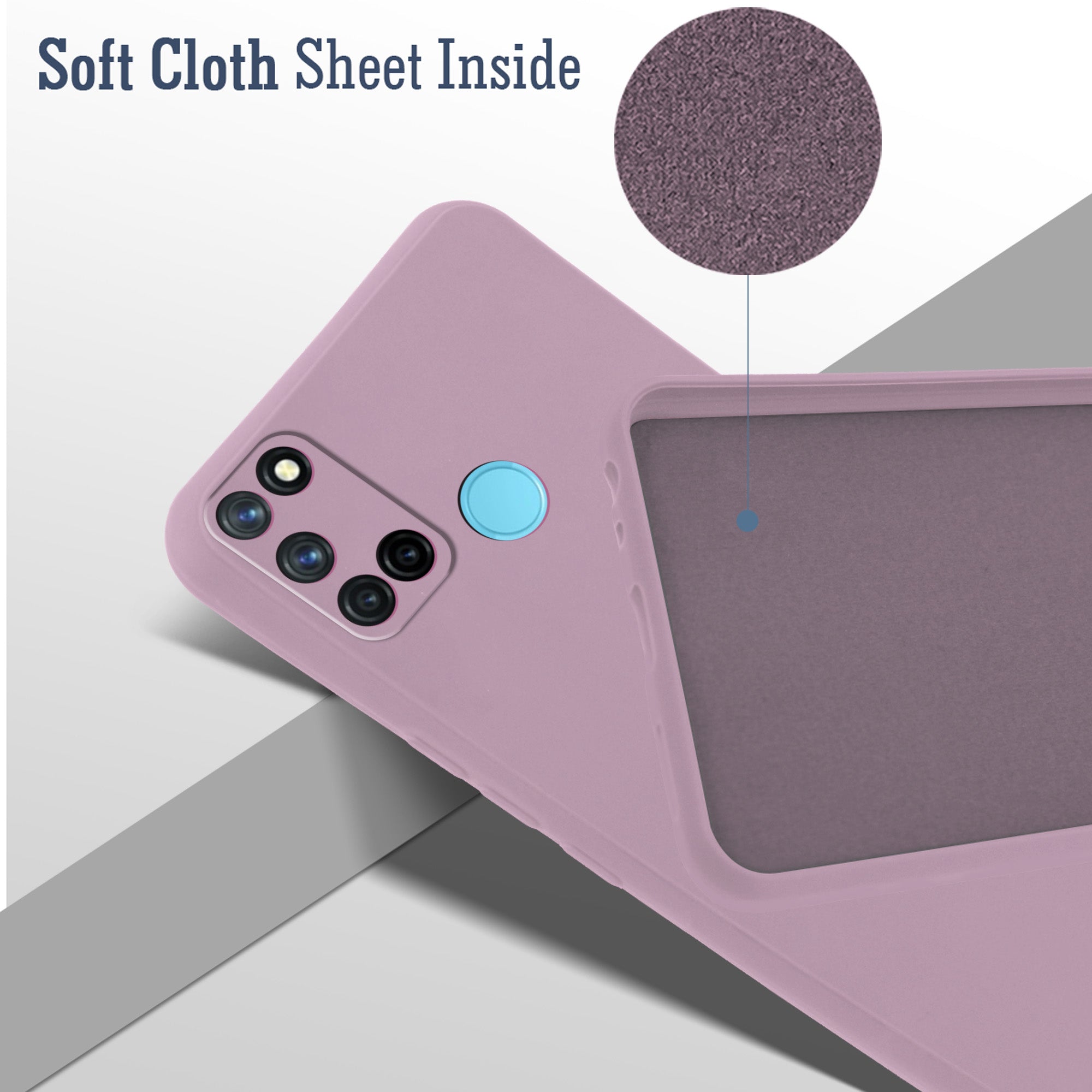 For Realme 7i Back Cover Case ( Matte Finish Silicone with Inside Fiber cloth)
