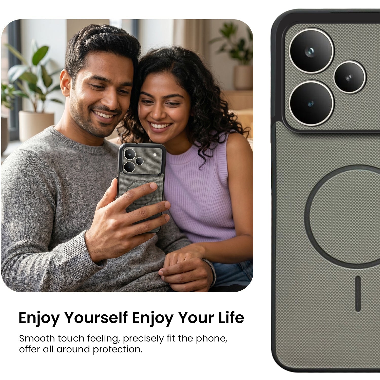 For Realme P4 Pro Back Cover Case PU Leather (Texture Grip Design | Professional Minimalist | Camera Protection | Soft and Flexible)
