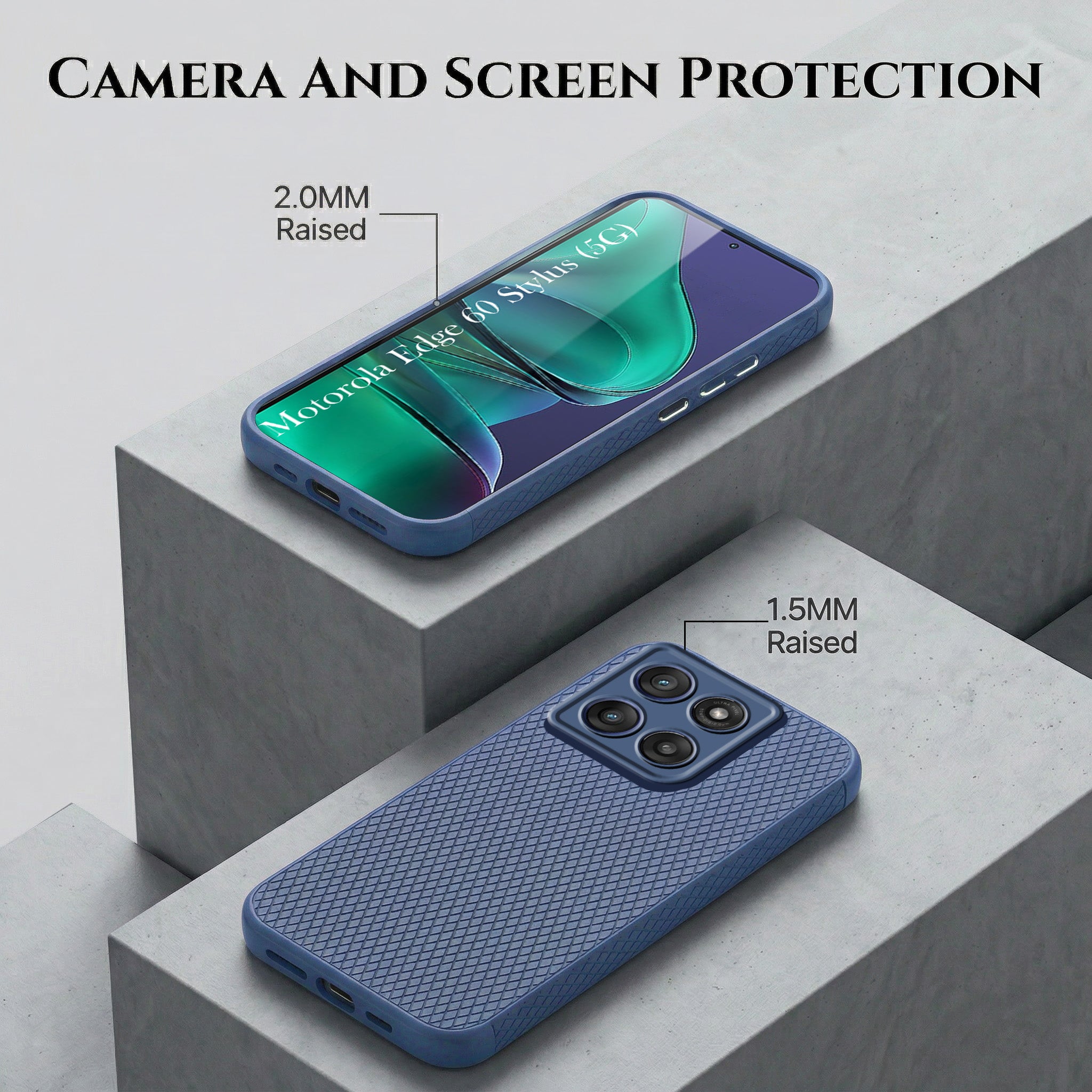 For Motorola Moto Edge 60 Stylus Combo with Back Cover and 9H Tempered Glass (Liquid Silicone | Camera Protection | Oleophobic Coating Screen Glass)