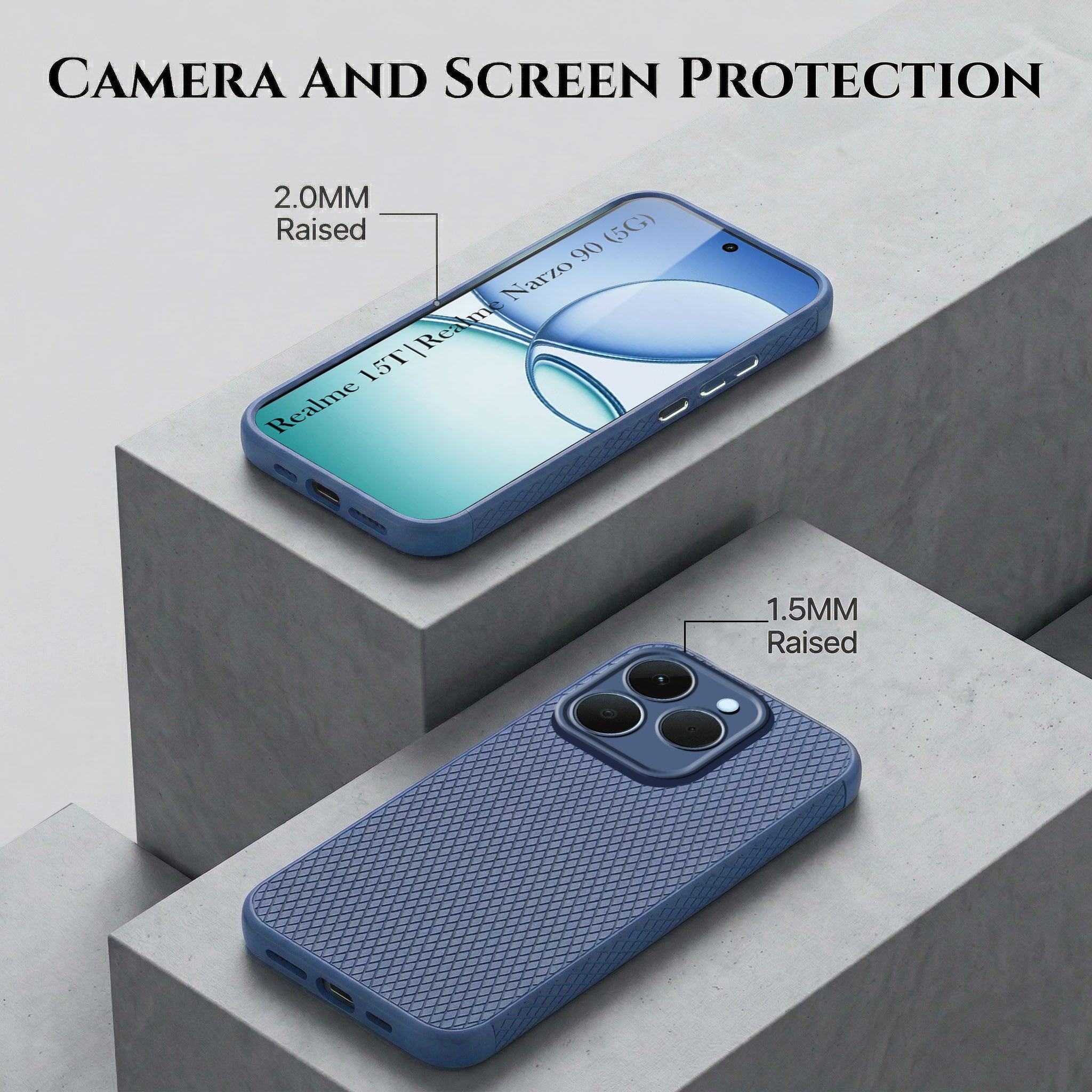 For Realme 15T | Realme Narzo 90 Combo with Back Cover and 9H Tempered Glass (Liquid Silicone | Camera Protection | Oleophobic Coating Screen Glass)