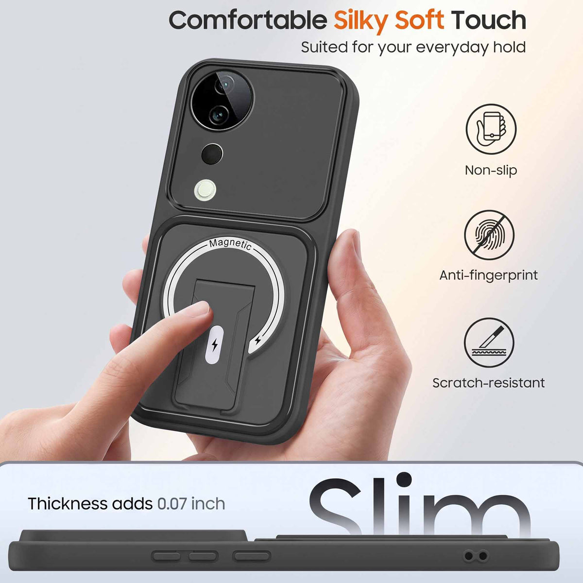 For Vivo T3 Ultra Back Case Cover Metallic (Hybrid Armor Kickstand | MagSafe Compatible | Camera Protection Shockproof)
