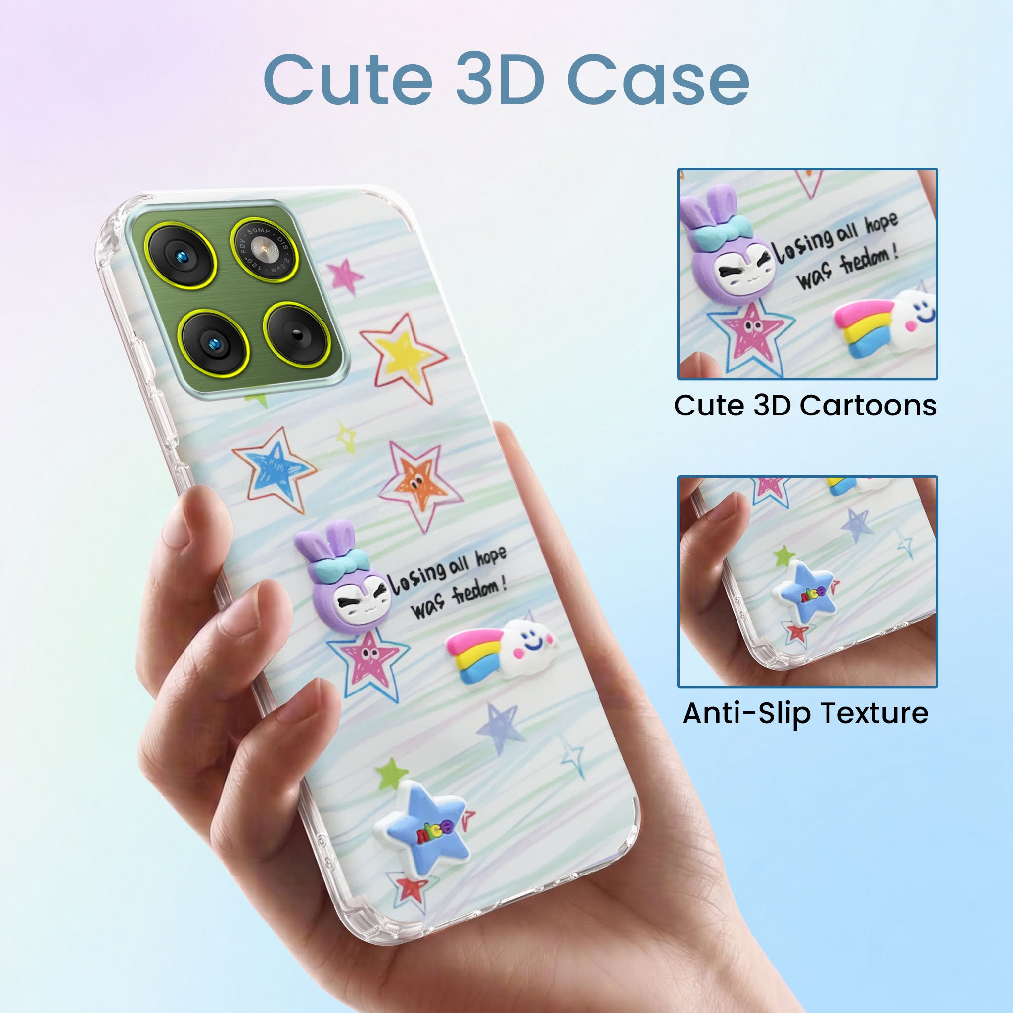 For Motorola Moto Edge 70 Back Cover Case (3D Cute Cartoons | Hard Back Side Soft | Matte Premium Finish | HD Printing)