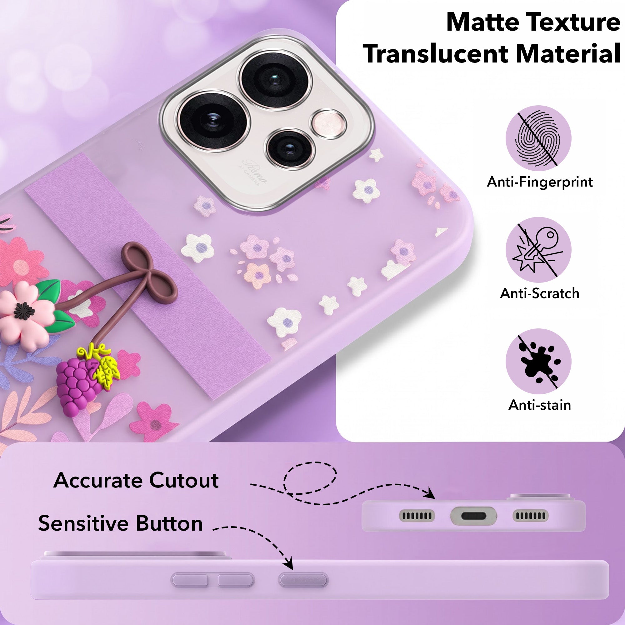 For Oppo Reno15 Pro Mini 5G | Oppo Reno 15 Pro Mini 5G Back Cover Case (3D Cute Cartoons | Hard Back Side Soft | Matte Premium Finish | HD Printing)