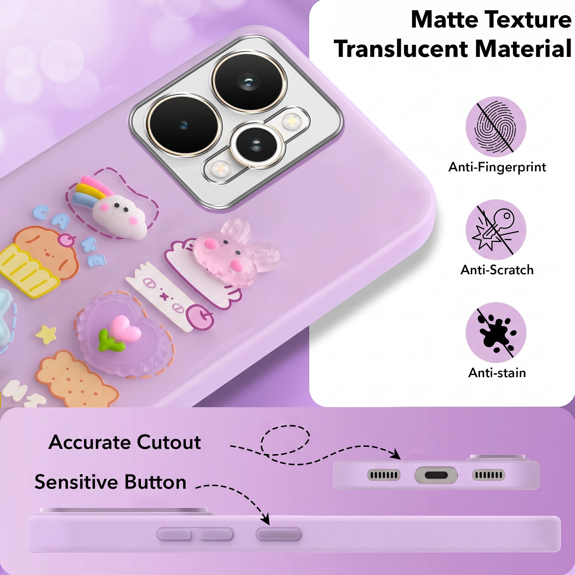 For Realme 15 Back Cover Case (3D Cute Cartoons | Hard Back Side Soft | Matte Premium Finish | HD Printing)