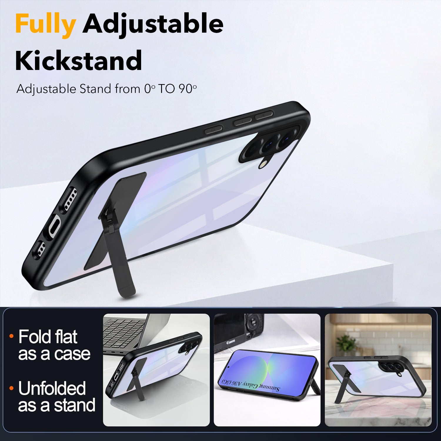 For Samsung Galaxy A36 5G Back Cover Case (Built-in Stand | Lifetime Anti Yellow | Kickstand Shockproof | Camera Protection | MagSafe Compatible)