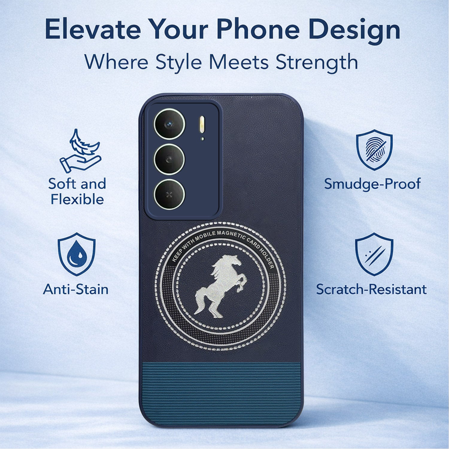 For Realme P3 lite Back Cover Case PU Leather Finish (Professional Minimalist Texture | MagSafe Compatile | Camera Protection | Sleek Sober Formal)