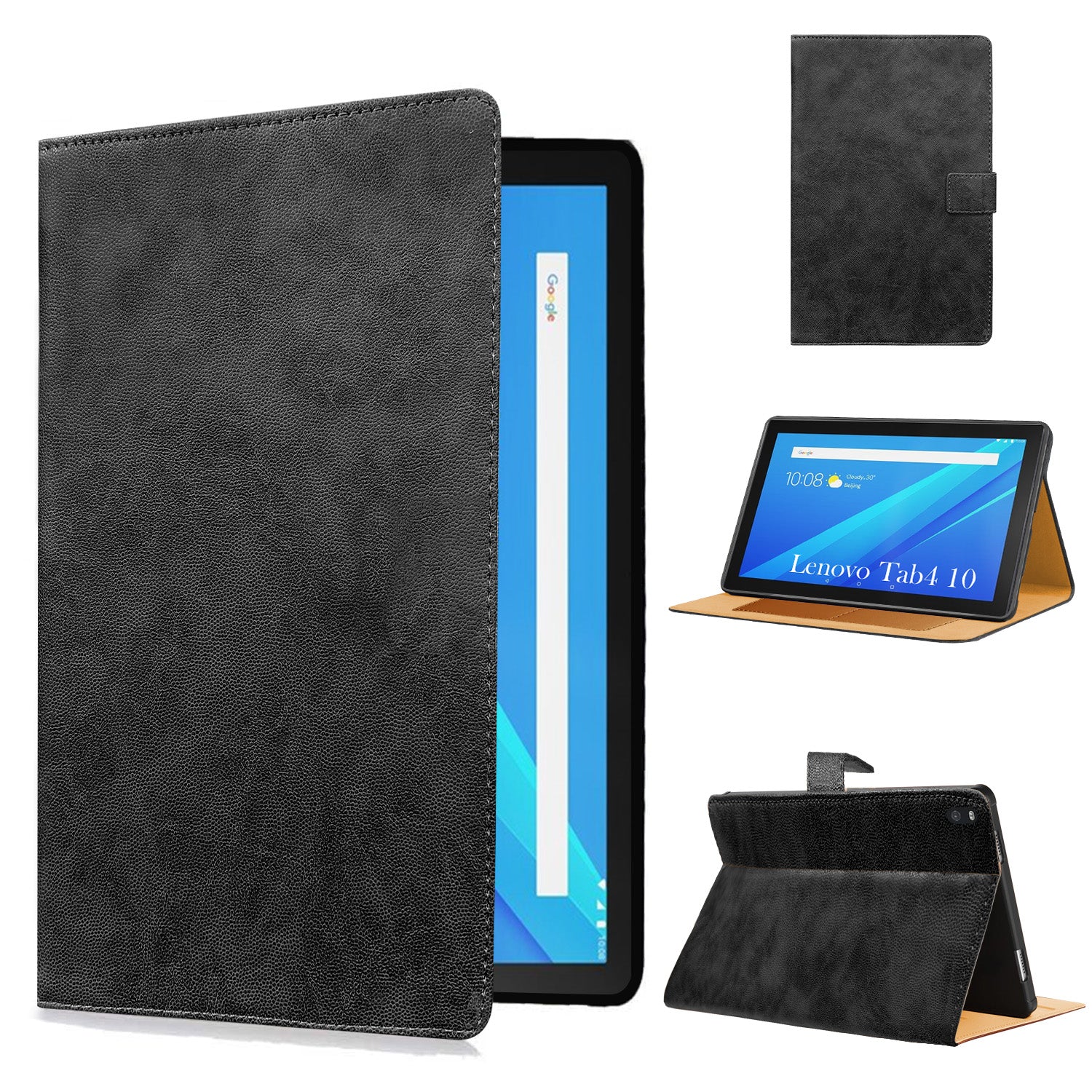 For Lenovo TAB 4 10 Inch TB-X304L Flip Cover Folio Cover (PU Leather | Multi-Angle Smart Stand | Card Storage Slots | Silicone Back Pouch)
