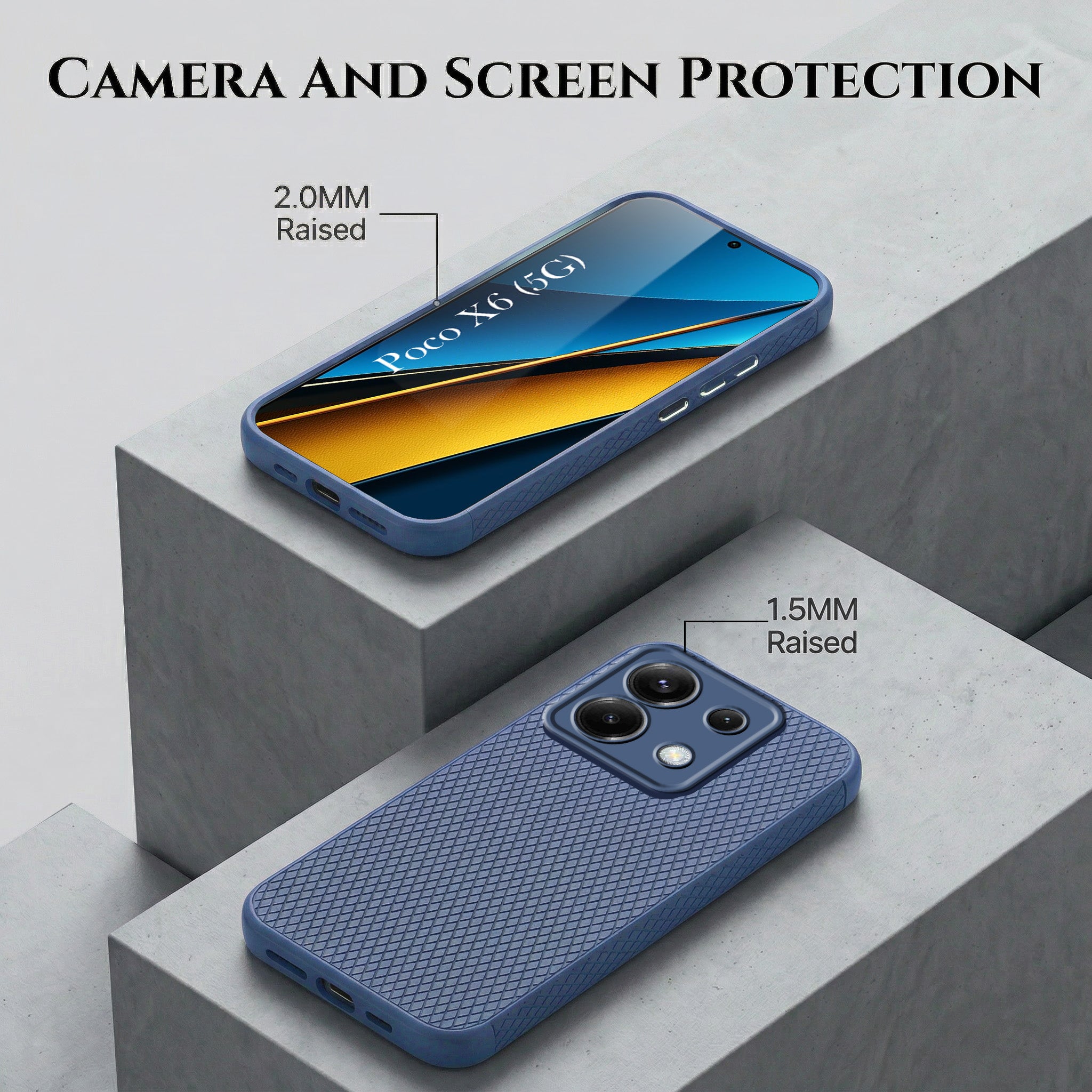 For Poco X6 5G Combo with Back Cover and 9H Tempered Glass (Liquid Silicone | Camera Protection | Oleophobic Coating Screen Glass)