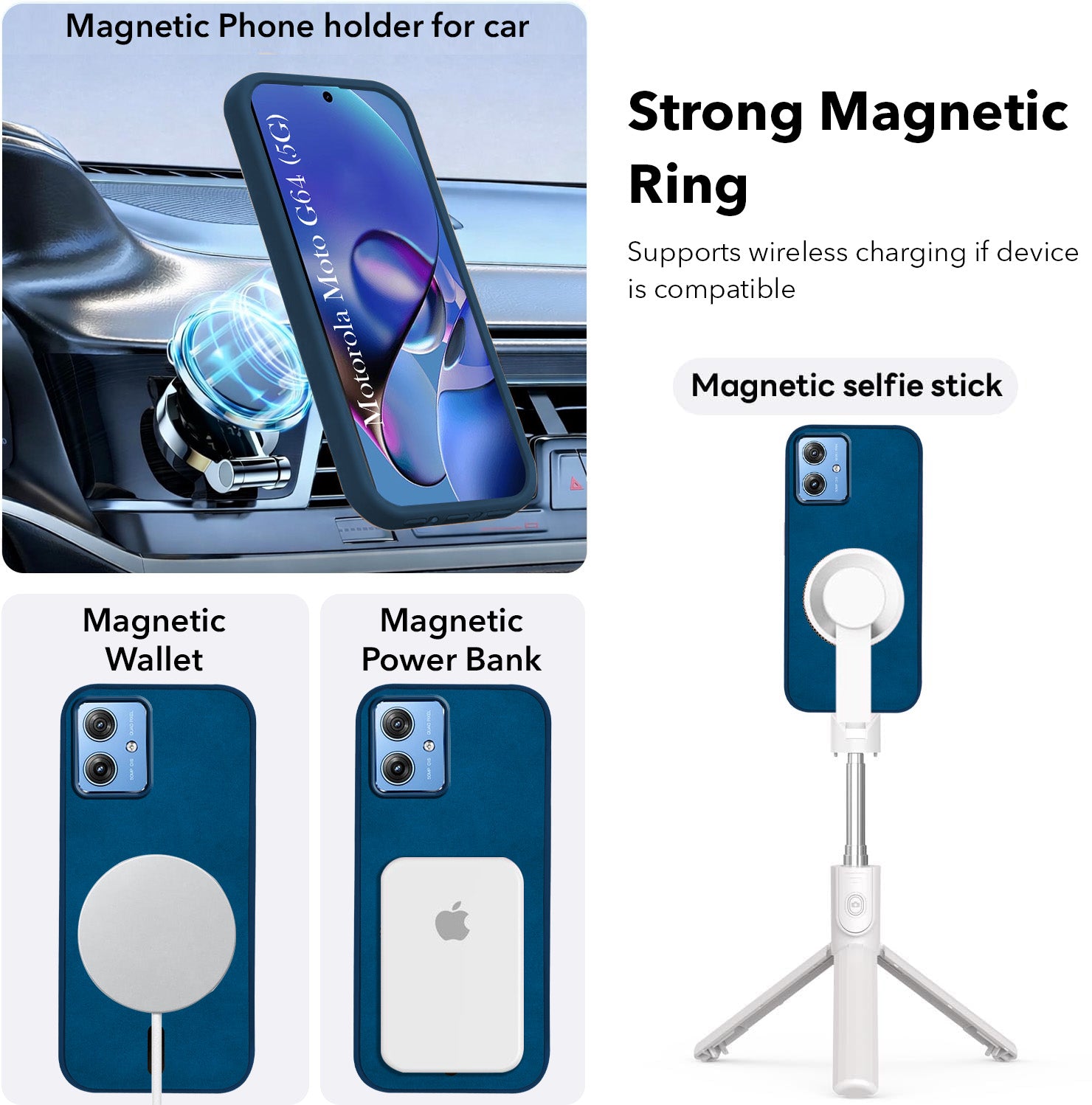 For Motorola Moto G64 5G Back Cover Case Leather Finish (MagSafe Compatible Wireless Charging | Soft Touch | Camera Bump Protection)