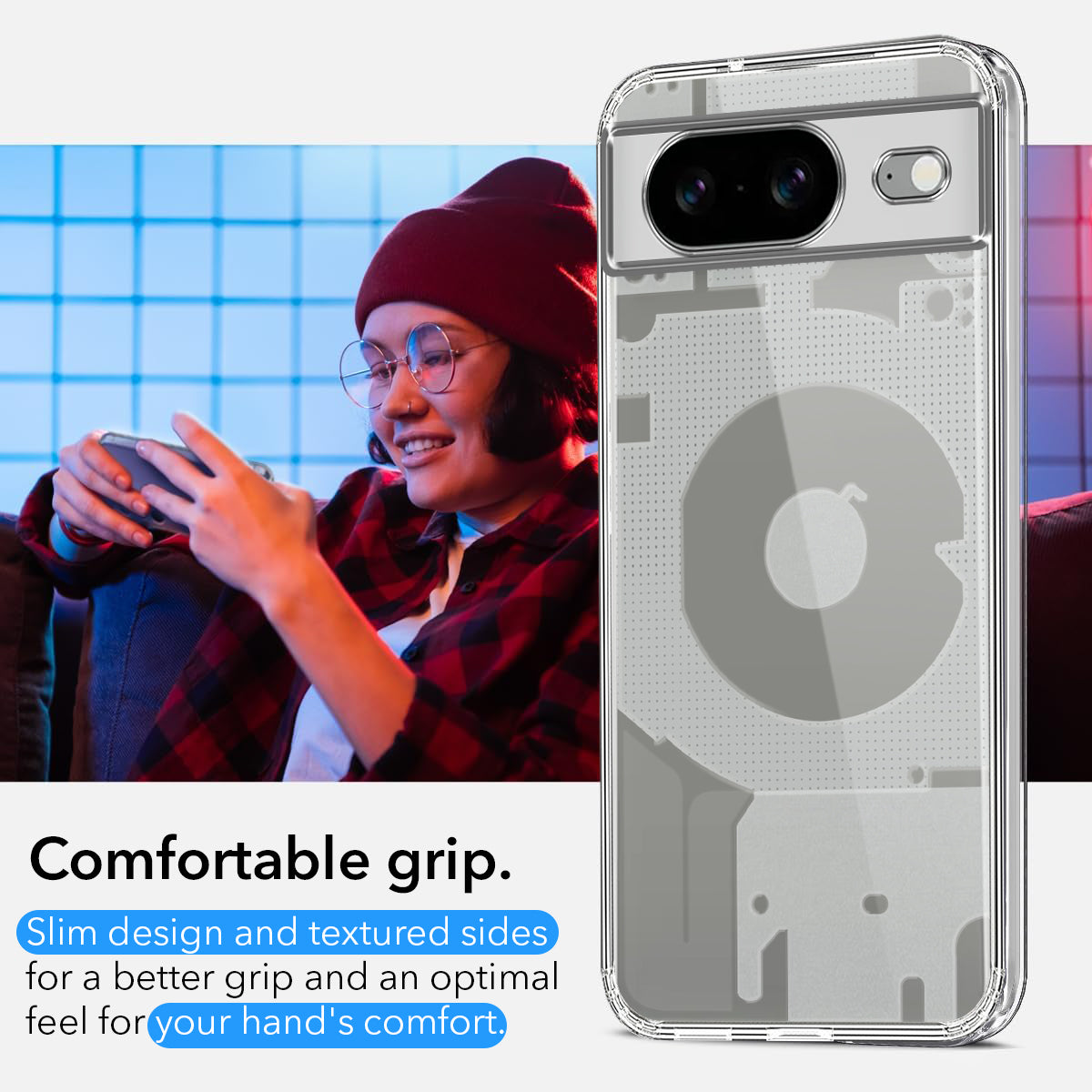 For Google Pixel 8  Back Cover (Silicone Matte Shockproof Case with Camera Protection | Soft and Flexible | Transparent)