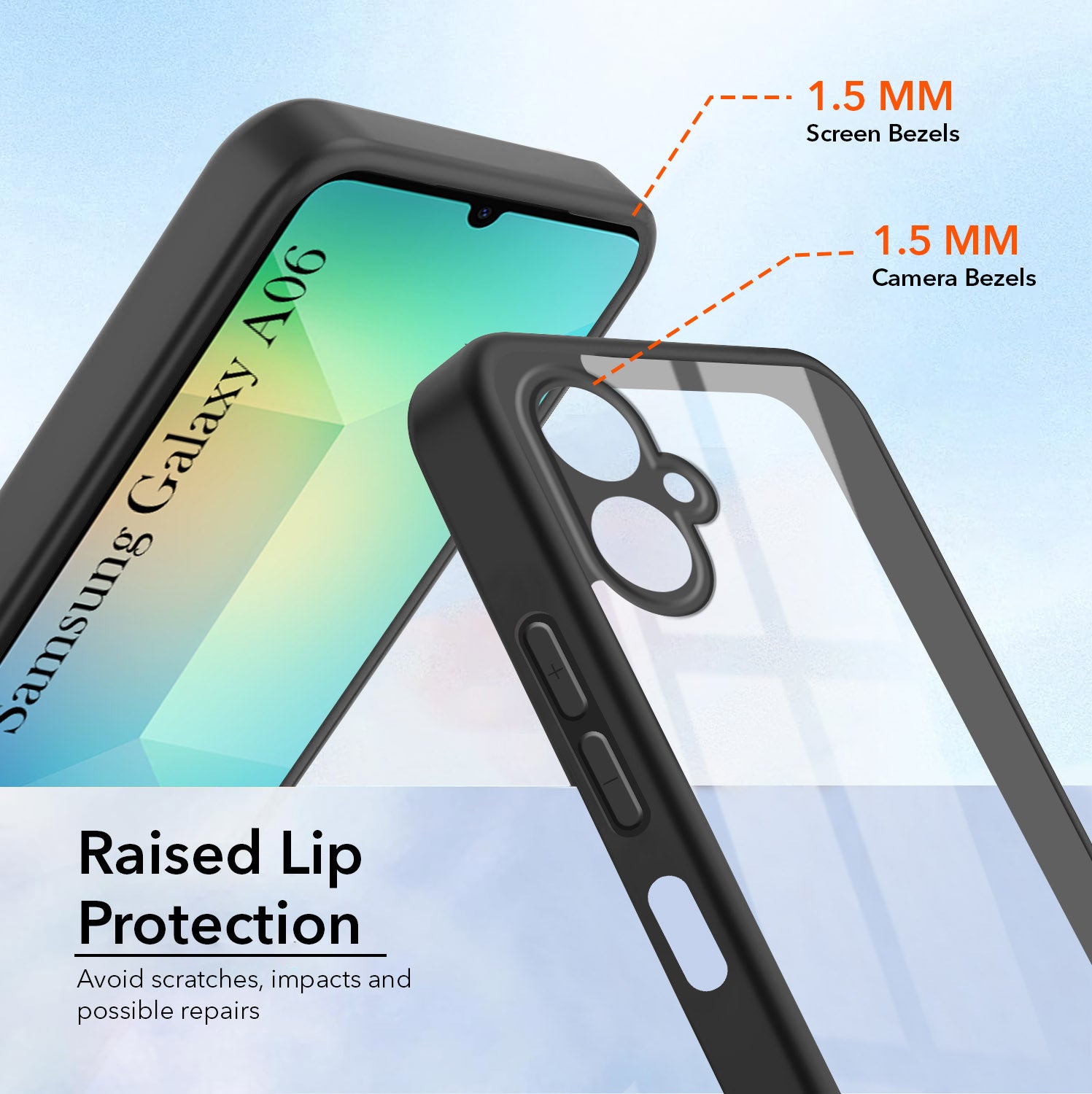 For Samsung Galaxy A06 Combo with Back Cover and 9H Tempered Glass (Lifetime Anti-Yellow | Crystal Clear Shockproof | Oleophobic Coating Screen Glass)