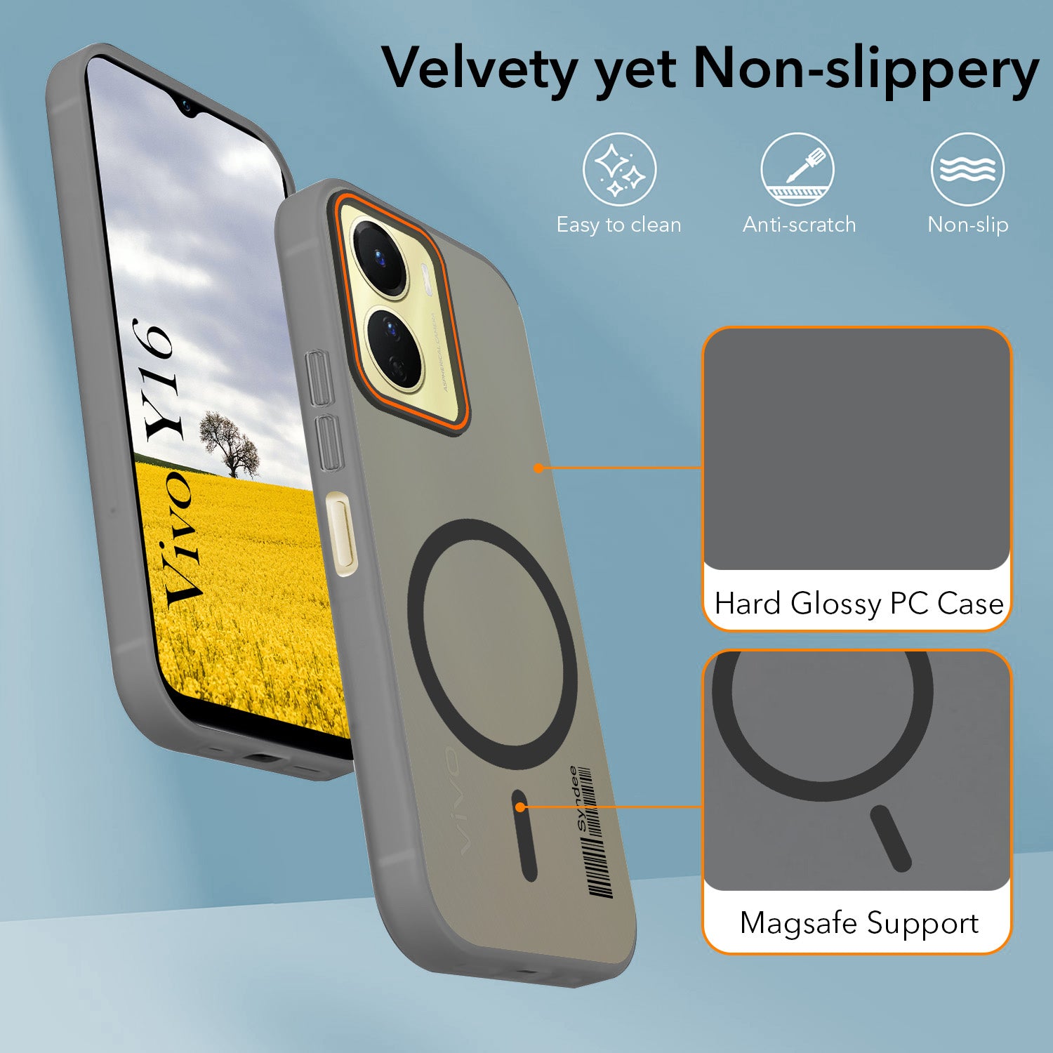 For Vivo Y16 Back Cover Case (Soft Touch | Camera Bump Protection | MagSafe Compatible | Matte Finish)